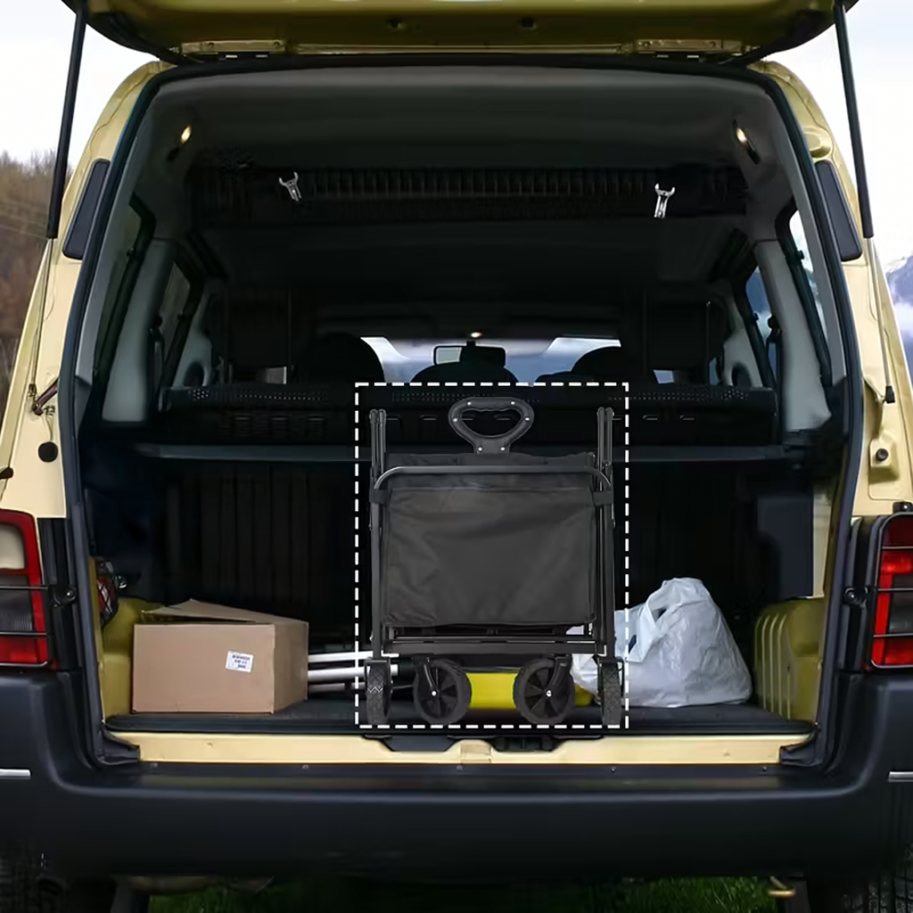 Kokkupandav veokäru puidu, aia, telkimise ja kalastuse jaoks