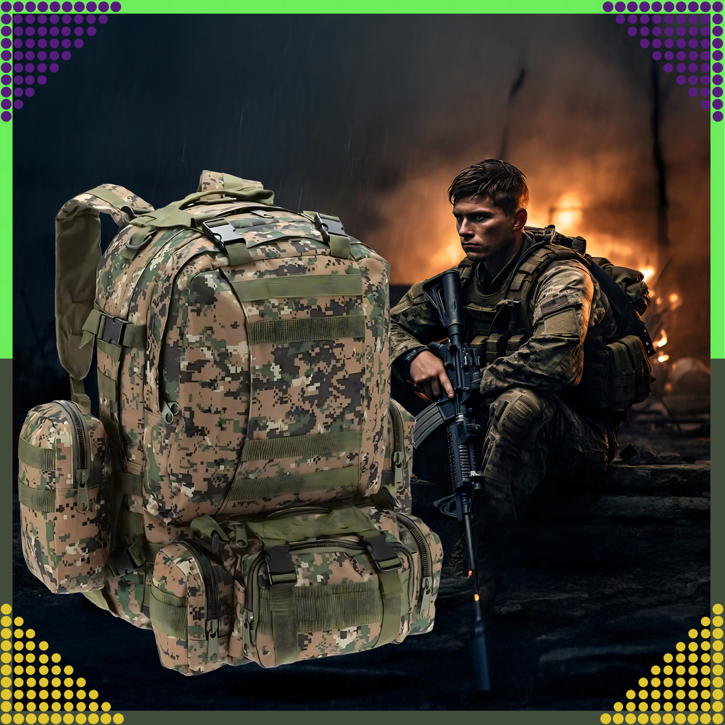 Tactical Military Travel Backpack 4-in-1 Survival 50L