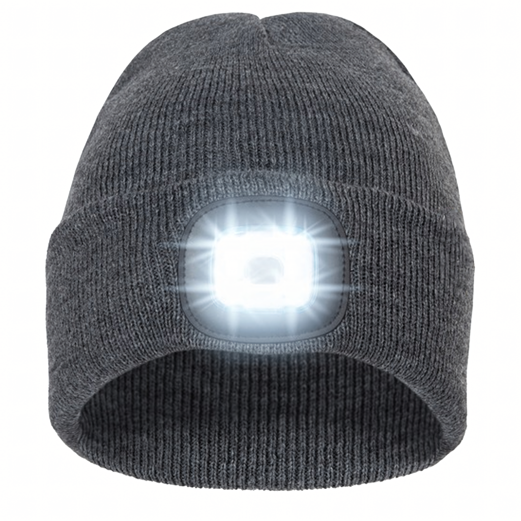 Talvemüts LED-taskulambi ja tööesilambiga jooksmiseks, hall
