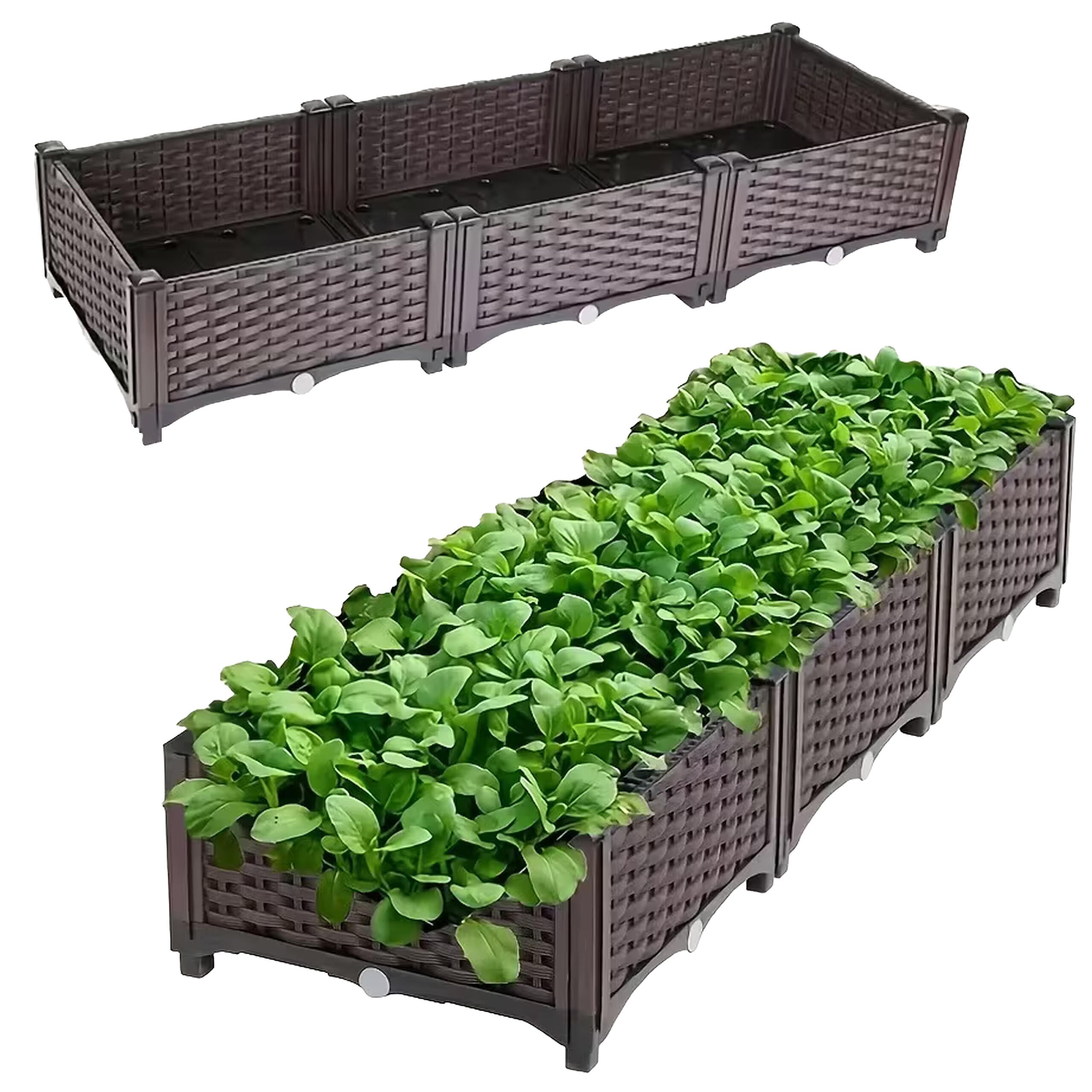 Modular Garden Flower and Vegetable Planter Box 120x40x22cm Brown