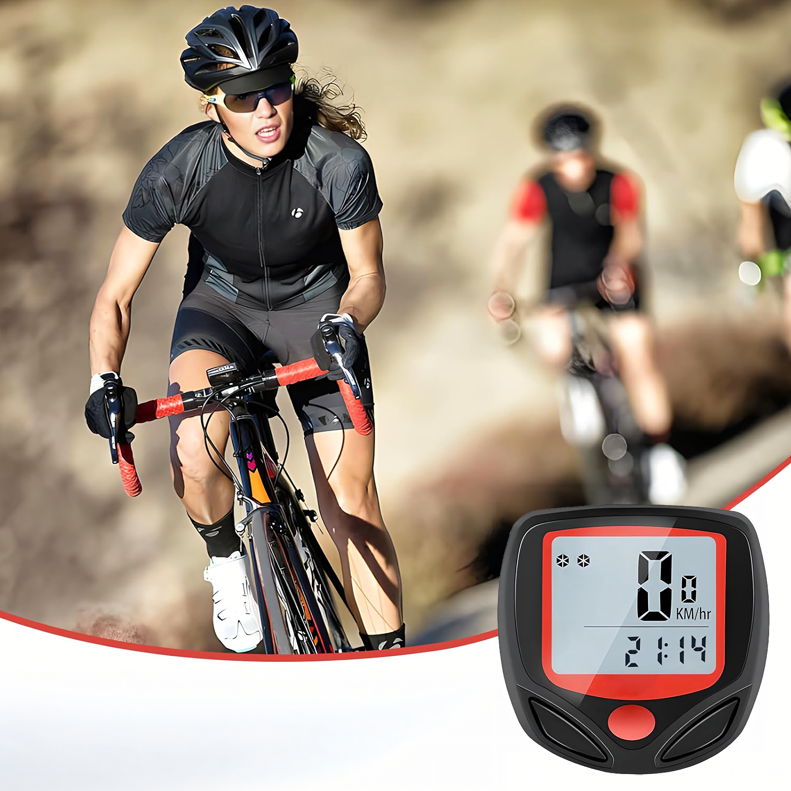 Waterproof Bicycle Computer LCD Speedometer with 15 Functions
