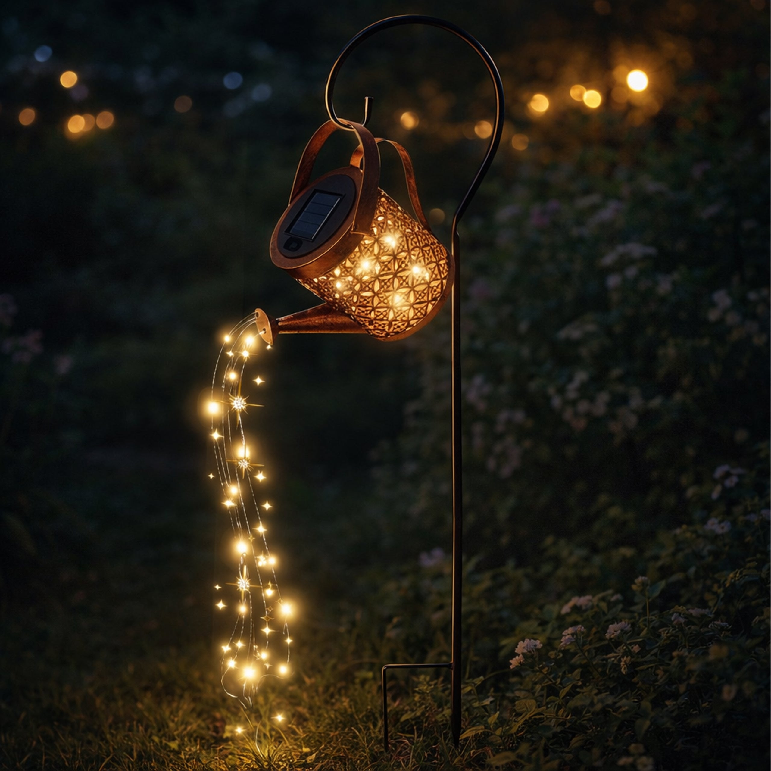 Dekoratiivne päikesepatareiga LED aialamp kastkann aeda ja terrassile