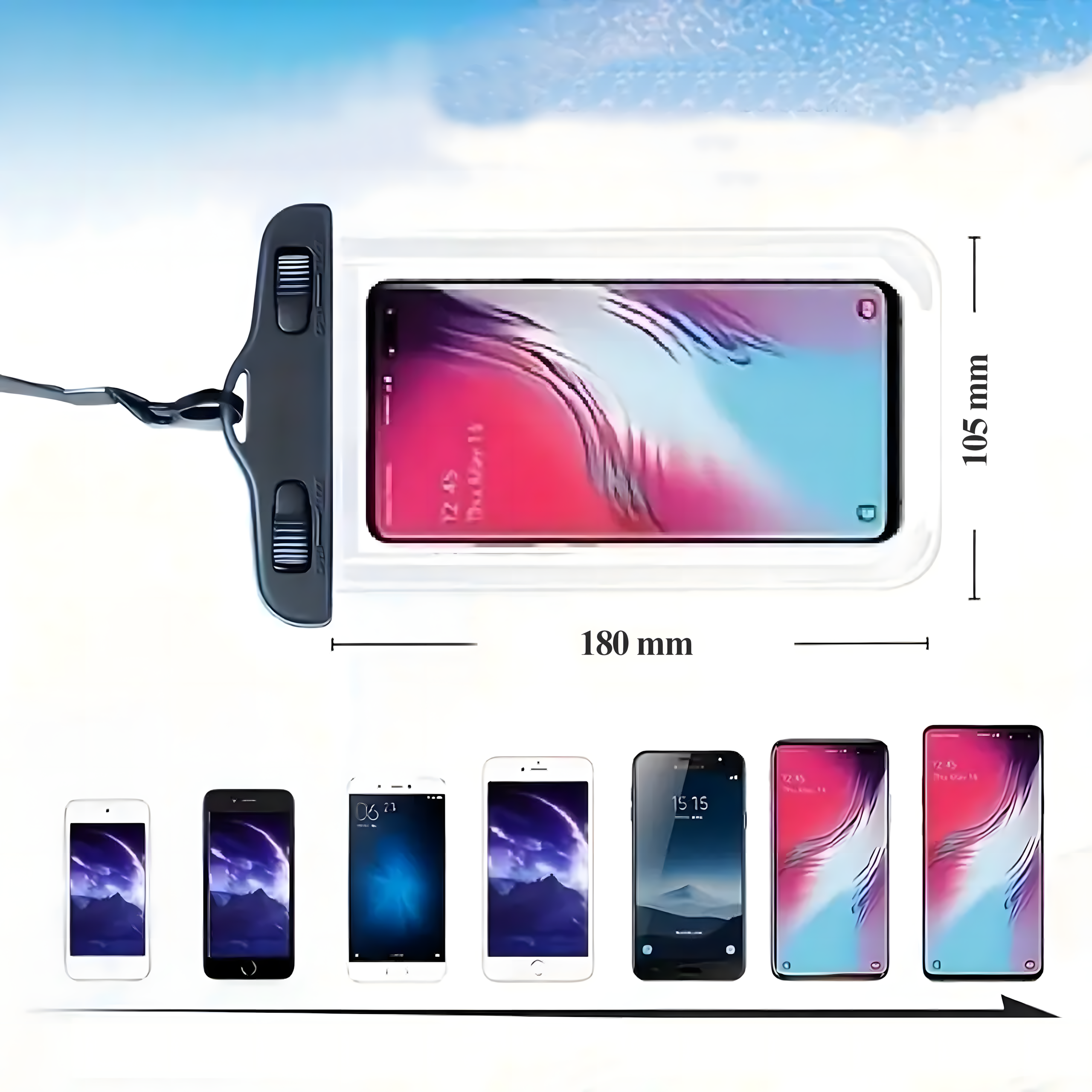 Universaalne veekindel telefoni ja raha kaitseümbris rannale, kajakile, SUP-ile ja parvele