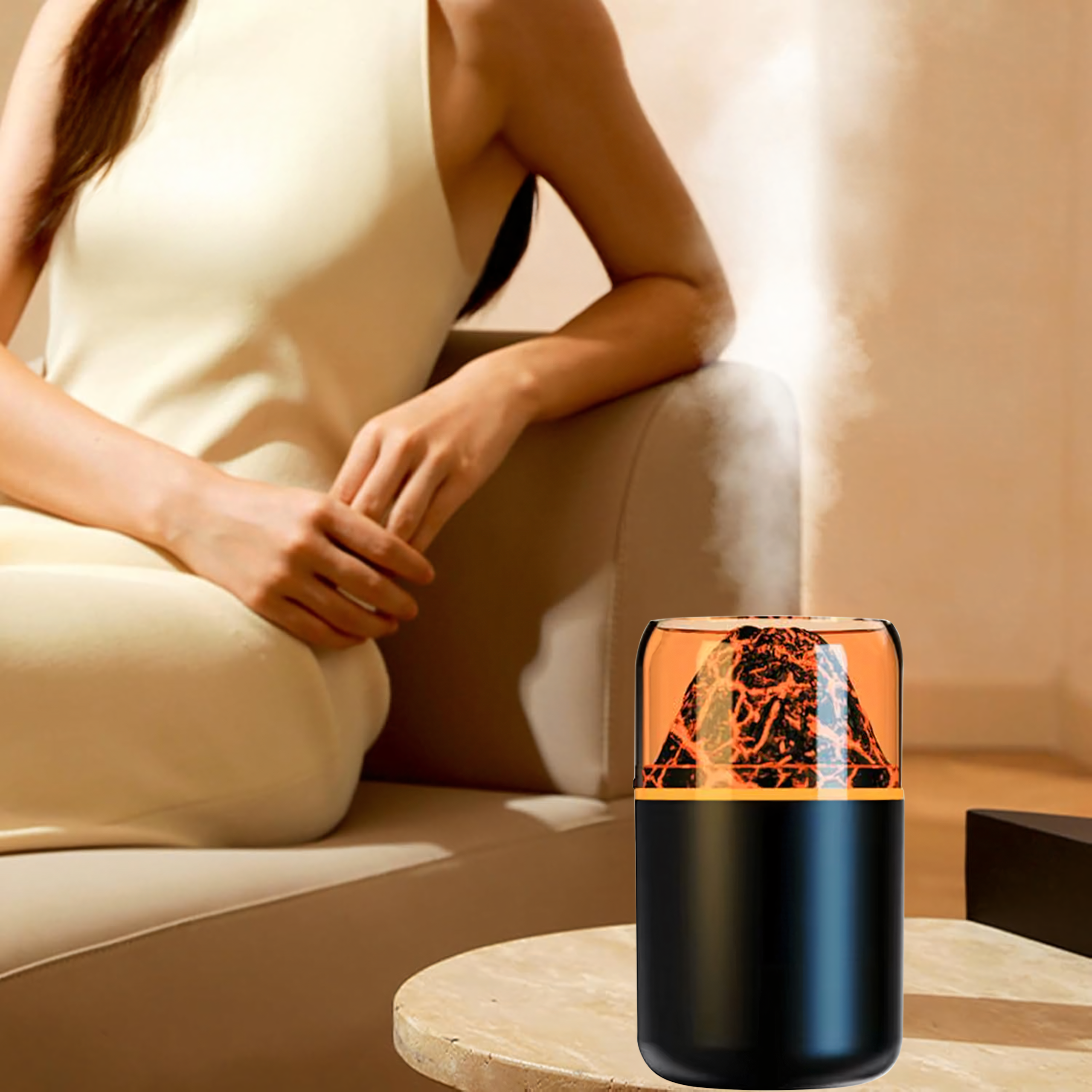 Õhuniisuti aroomi difuusor LED aroomiteraapia vulkaani tule efekt