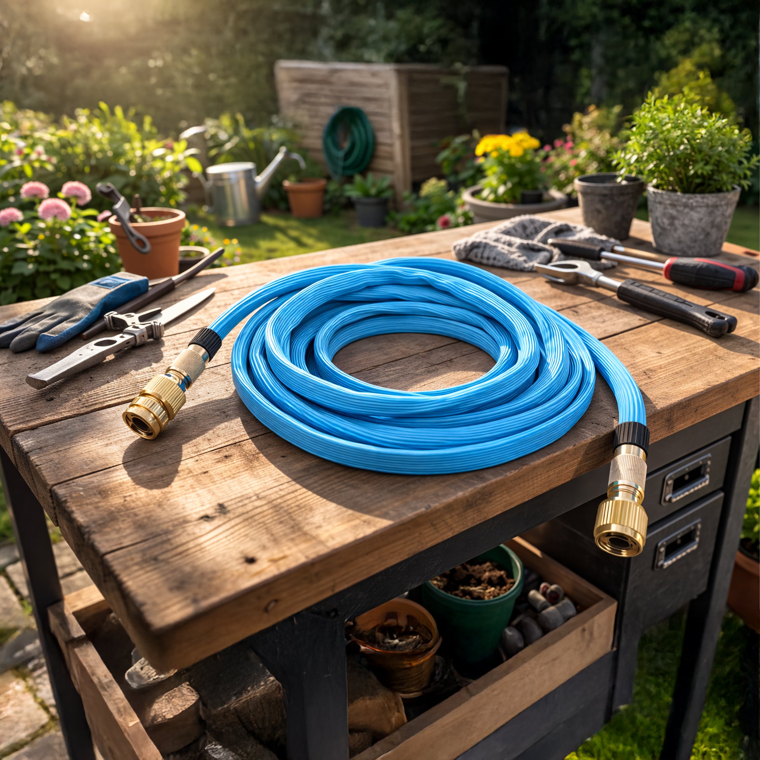 Premium Strong Elastic Expandable Garden Hose 3.4-7.5m with 1/2 and 3/4 Connectors