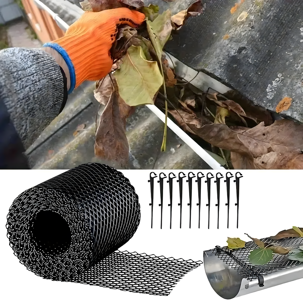 Gutter Leaf and Debris Guard Mesh 0.15x6m with Clips