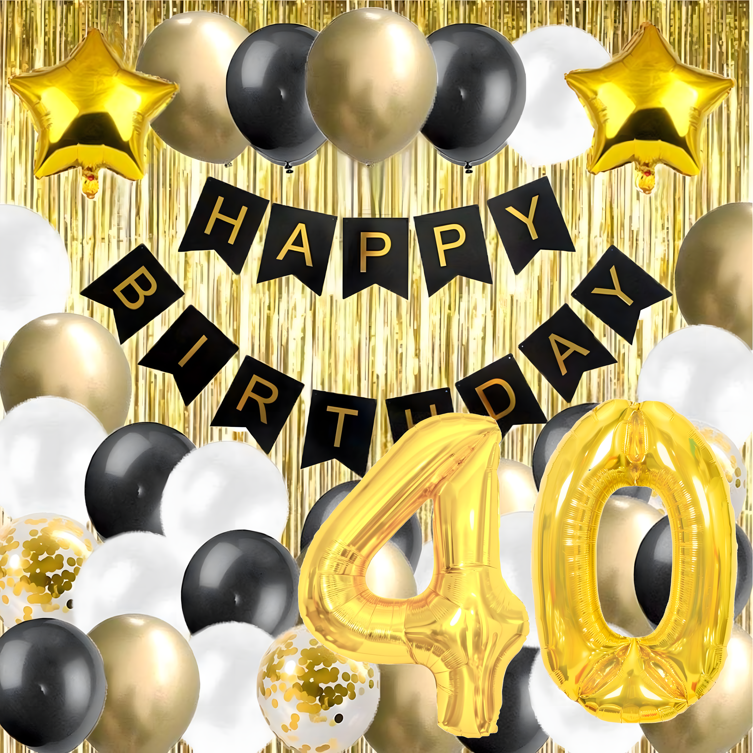 Õhupallikomplekt Kaunistus Õhupallid 40. Sünnipäevaks Kardinasein Black Kuldne