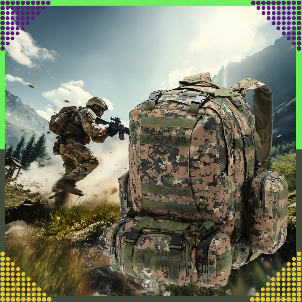Tactical Military Travel Backpack 4-in-1 Survival 50L