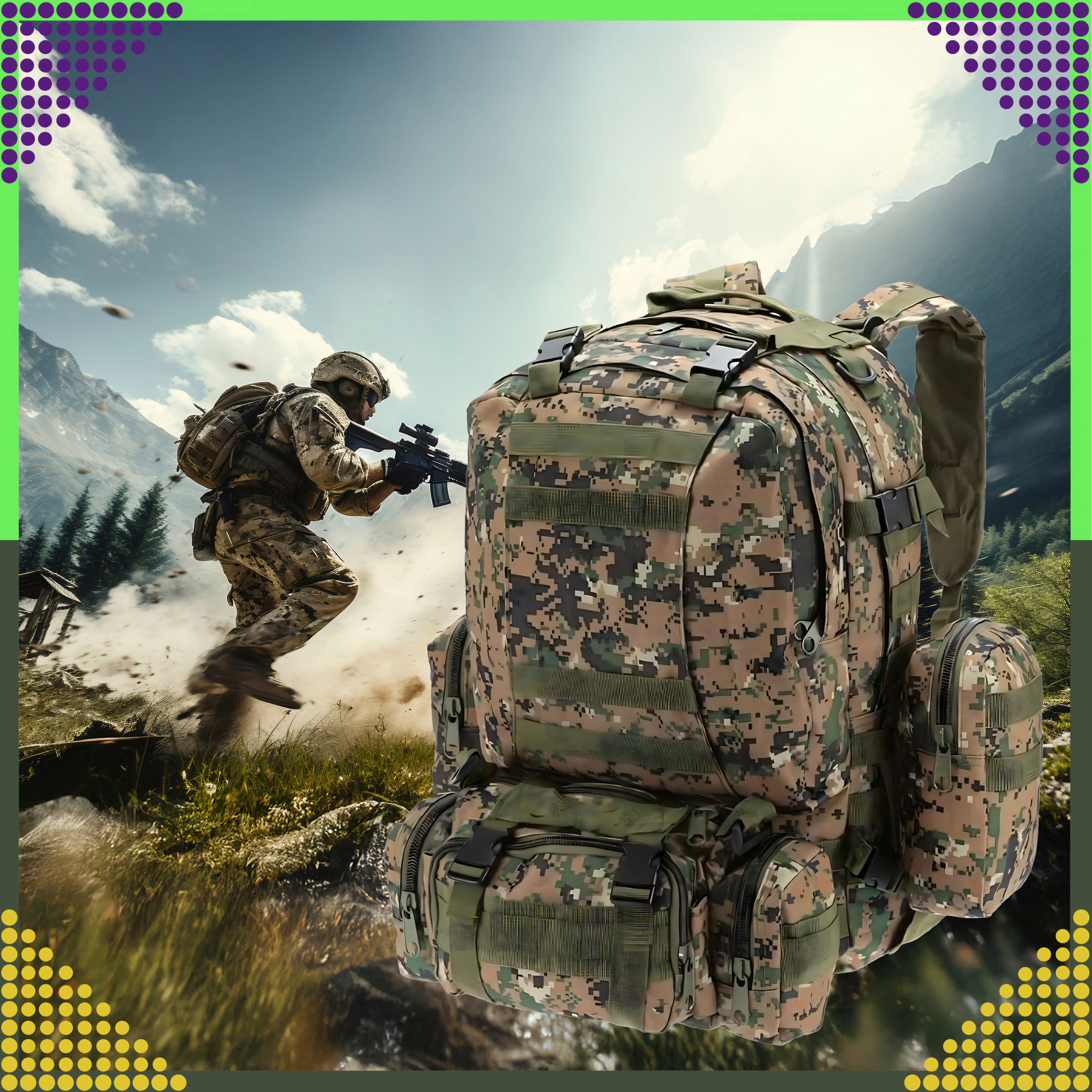 Tactical Military Travel Backpack 4-in-1 Survival 50L