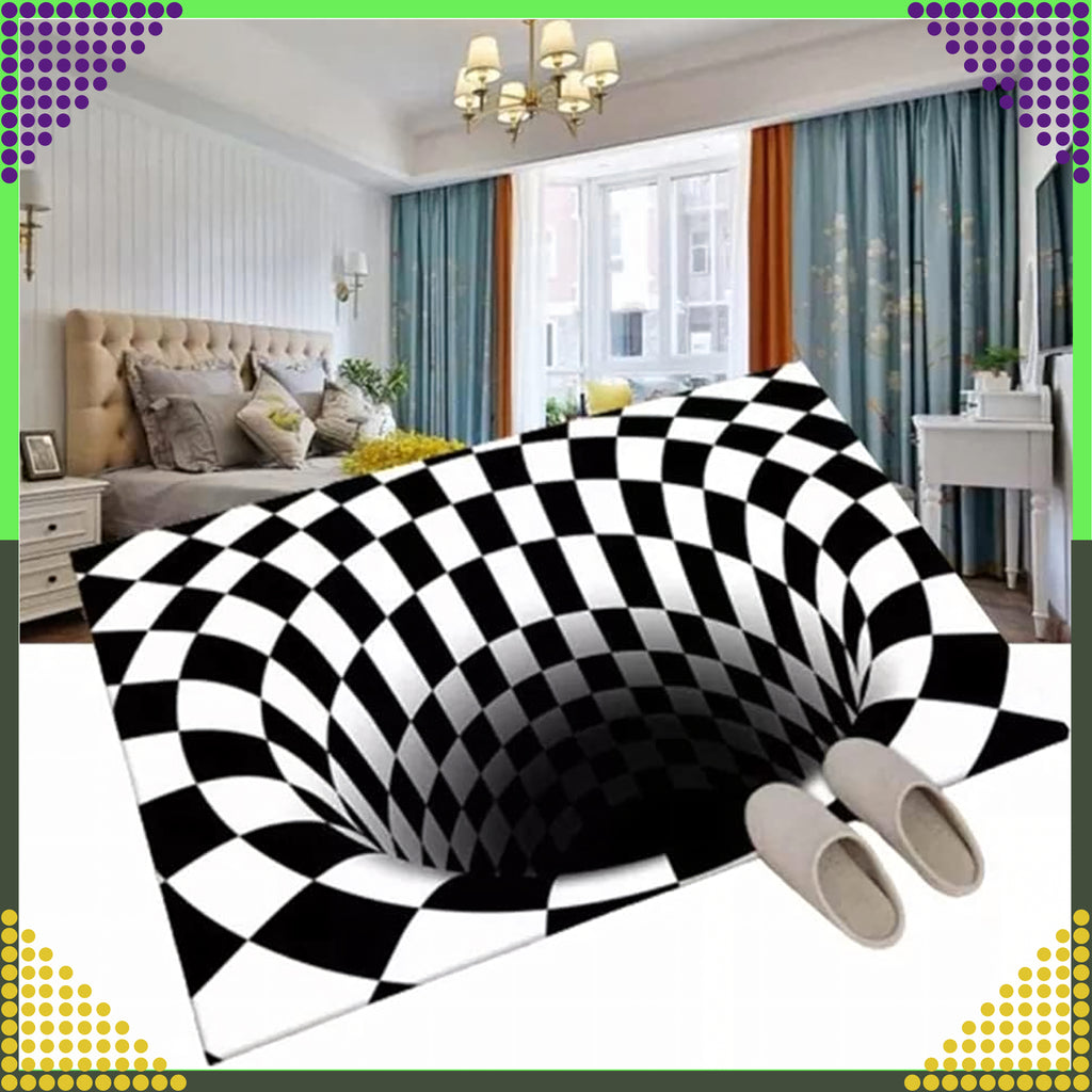 Chodnik Dywanik Mata Wycieraczka z Efektem 3D Iluzja Biała Dziura 60x90 CM