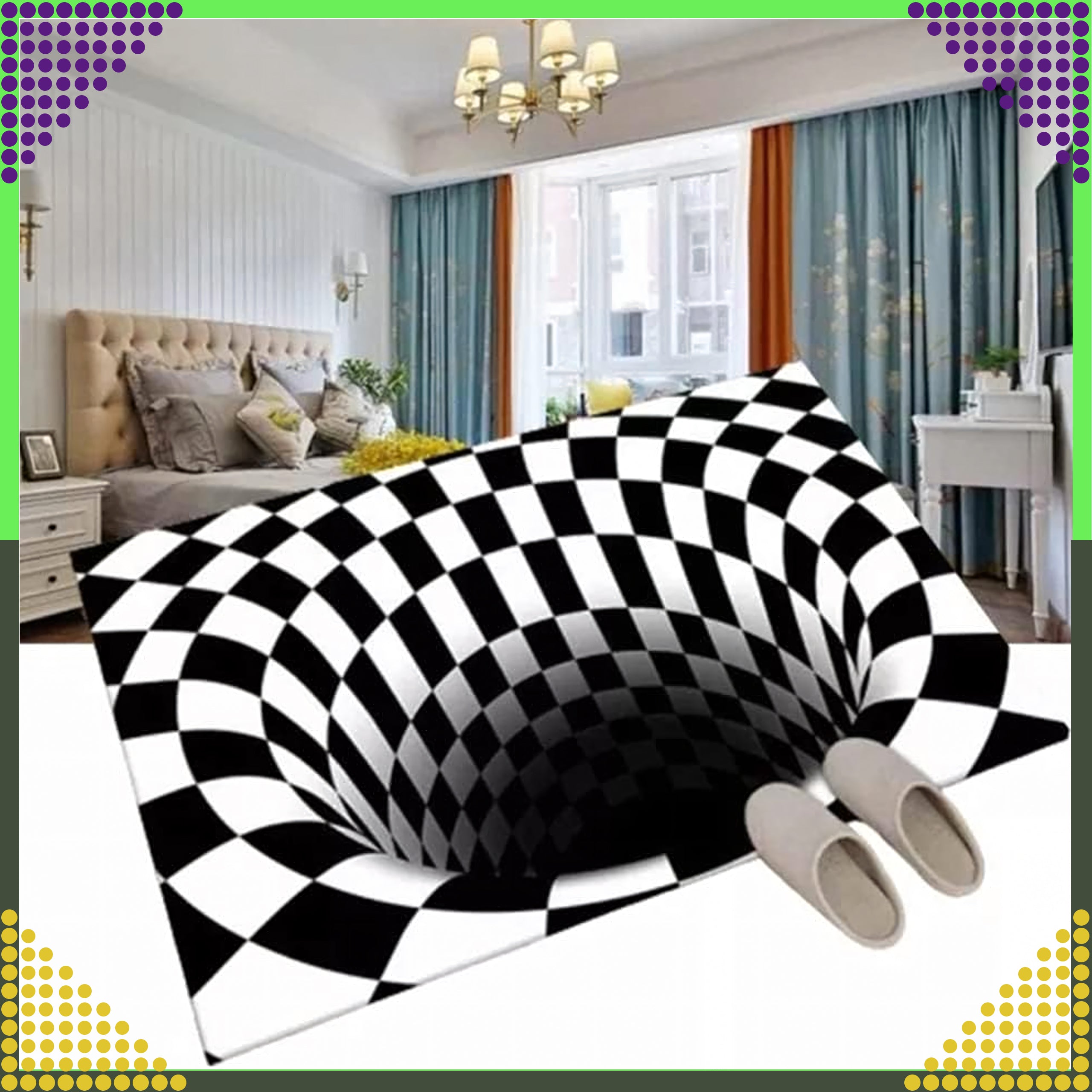 Chodnik Dywanik Mata Wycieraczka z Efektem 3D Iluzja Biała Dziura 60x90 CM