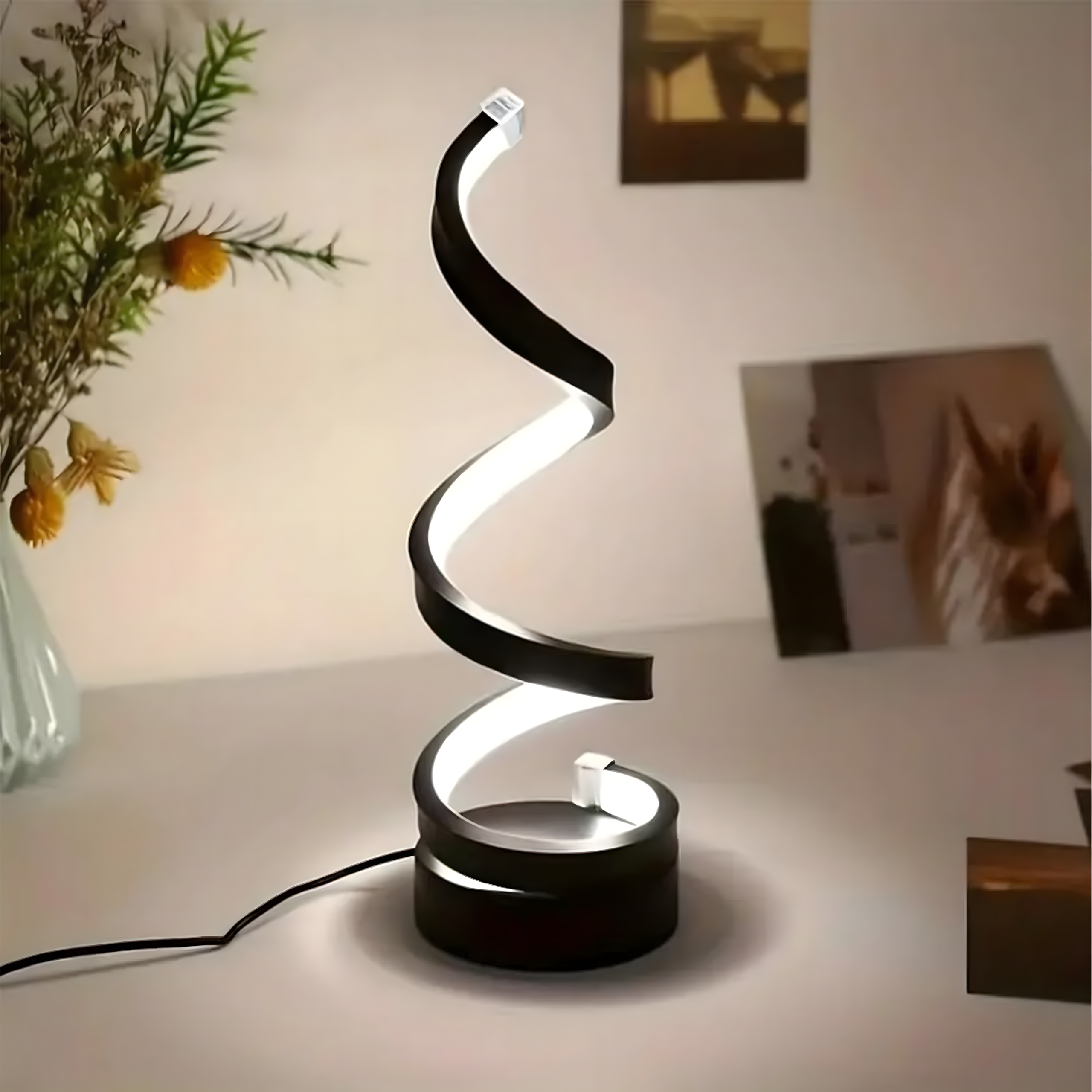LED Spiral Night Light Table Lamp Decorative Lighting for Bedroom