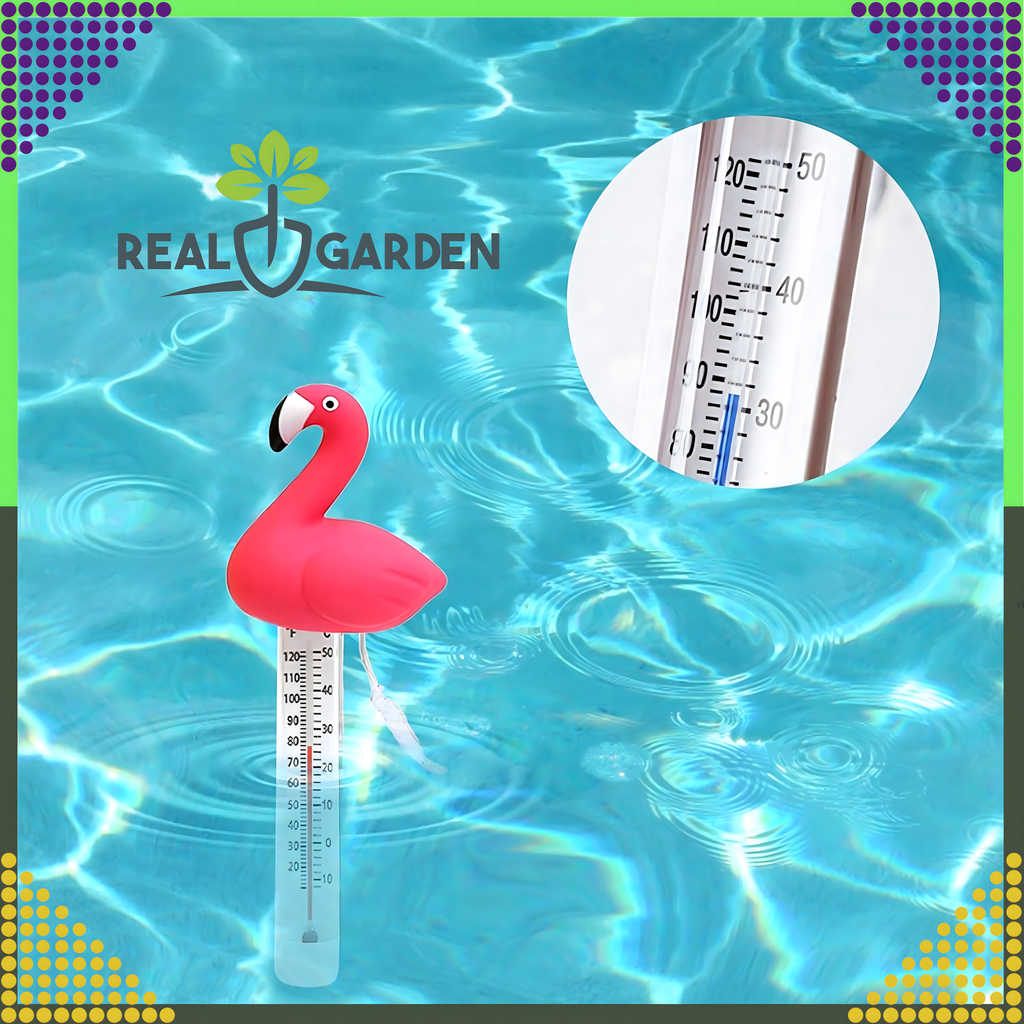 Ujuv basseinitermomeeter spaa ja basseini vee temperatuuri mõõtmiseks, flamingo, nööriga