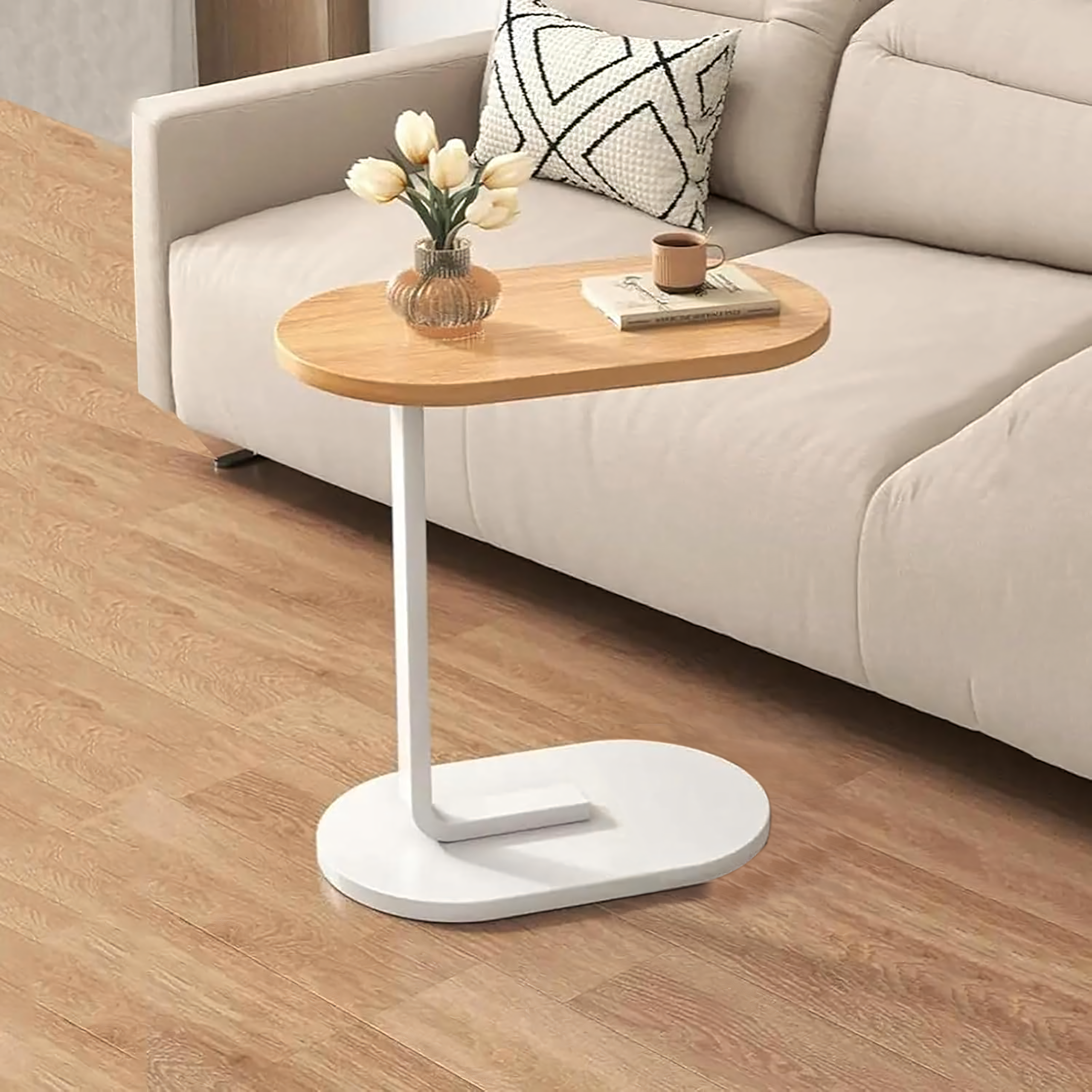 C-Shaped Modern Side Coffee Table for the Living Room