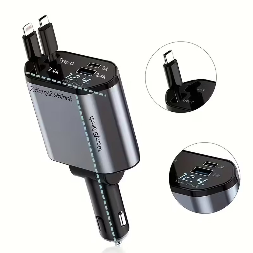 USB C IOS autolaadija liigendrullik 100W kiirlaadimine 80 cm