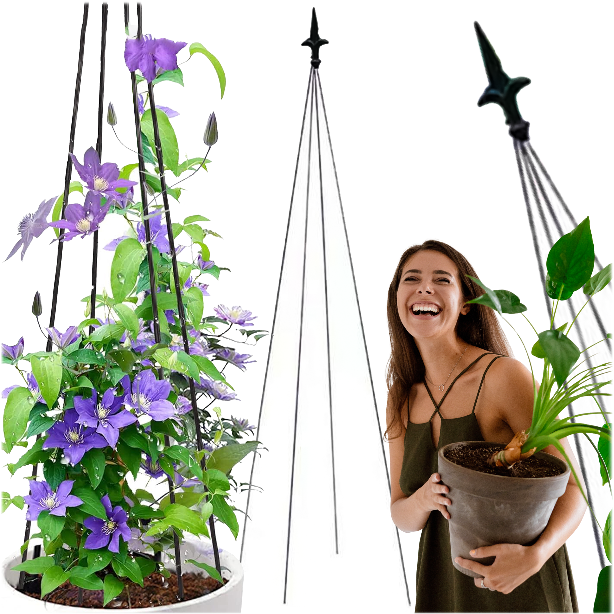 Pergola tugiraam terrassile, metallist lillede ja taimede alus, 150 cm