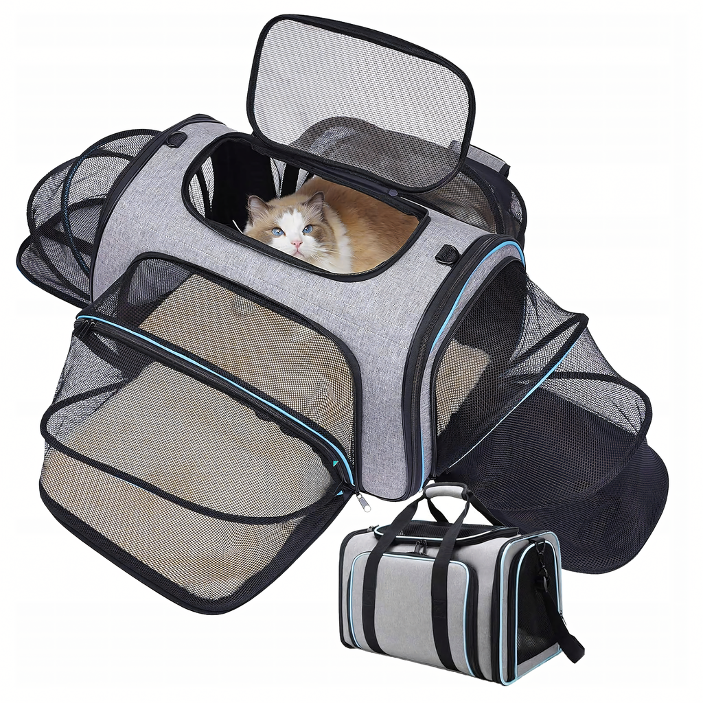 Large Expandable Pet Carrier Bag for Cats and Dogs up to 8kg with Ventilation