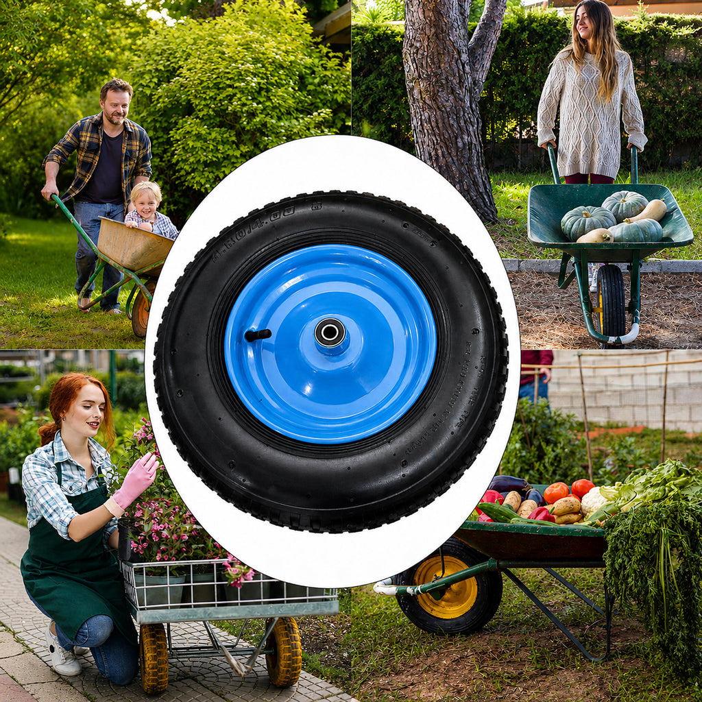 Complete Wheel for Wheelbarrow 2PR 4.00-8 with Inner Tube and Axle