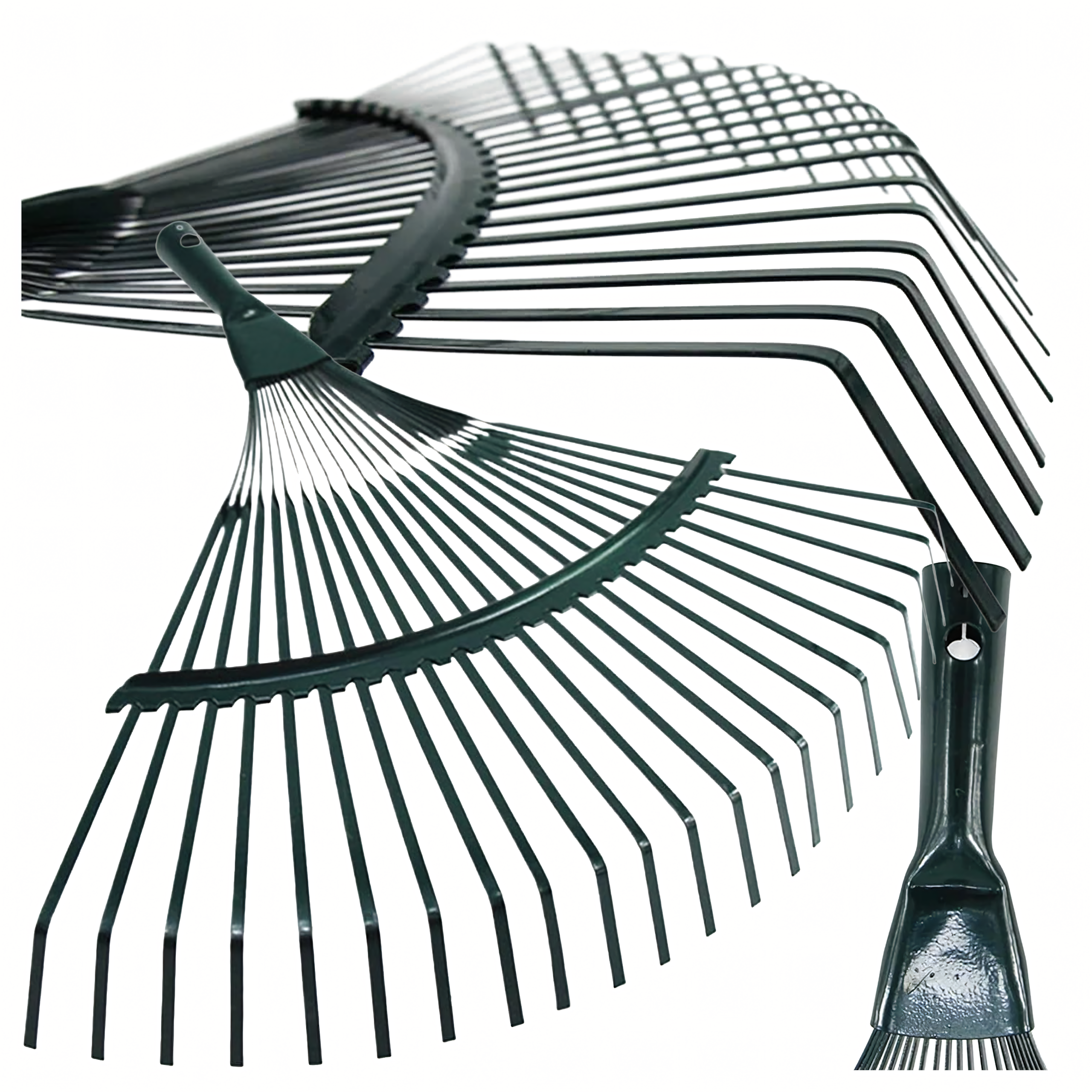 Garden Fan Leaf Rake 42cm with 120cm Wooden Handle
