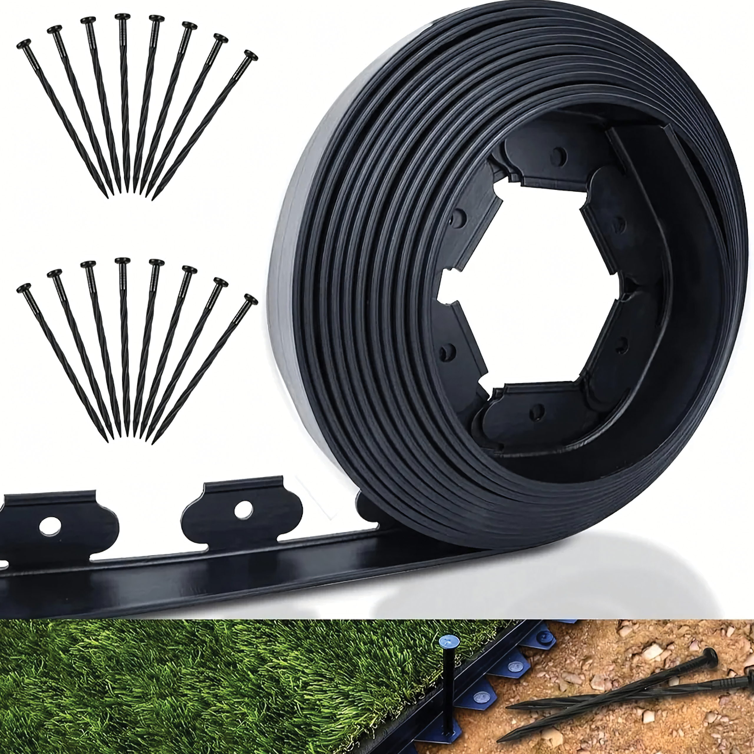 5x aia muruserva komplekt 60mm x 50mm x 10m koos 30 Black ankruga ja kinnitustega