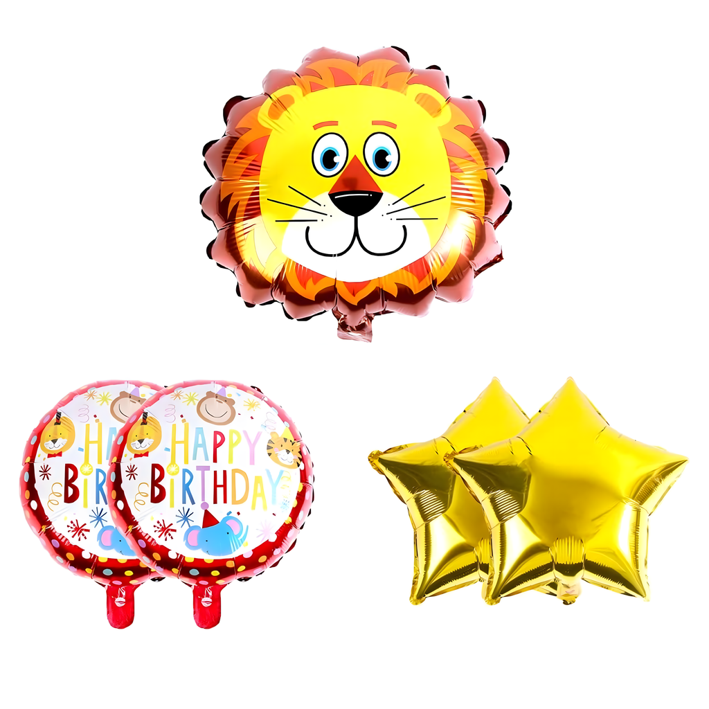 Set of Birthday Balloons Lion Animals for Birthday Party 5 pcs