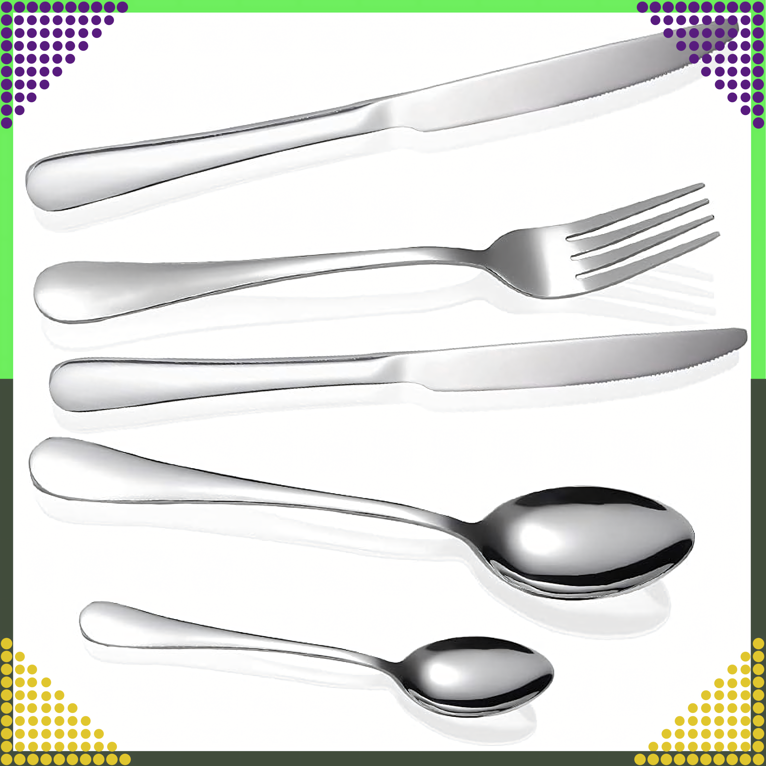 Cutlery Set Stainless Steel Silver 5 pcs for Camping Grill Survival