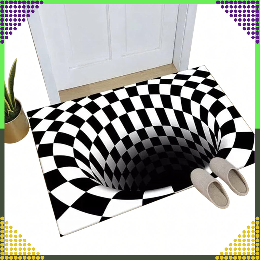 Chodnik Dywanik Mata Wycieraczka z Efektem 3D Iluzja Biała Dziura 60x90 CM