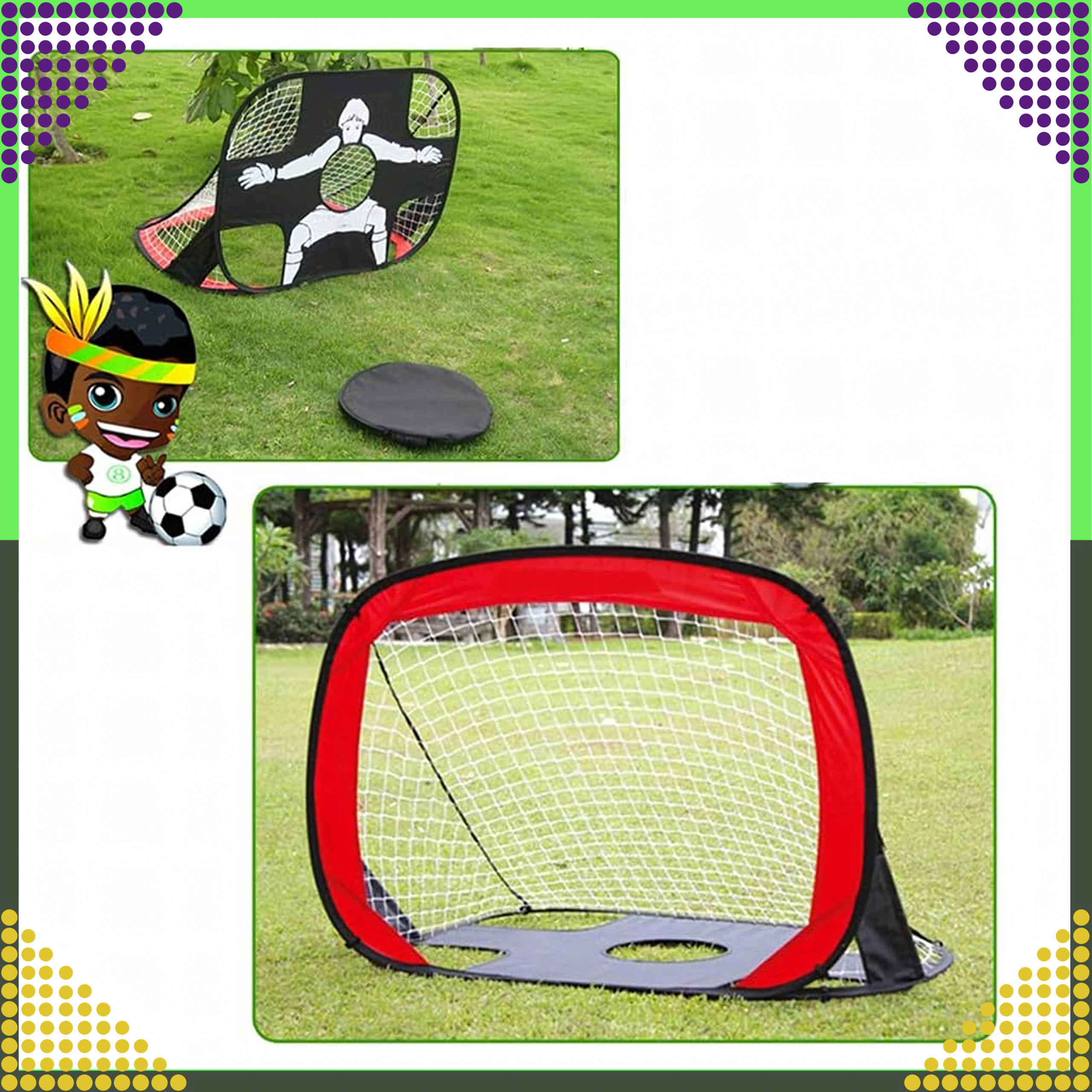 2in1 kokkupandav jalgpallitreeningu värav ja jalgpalli sihtmatt