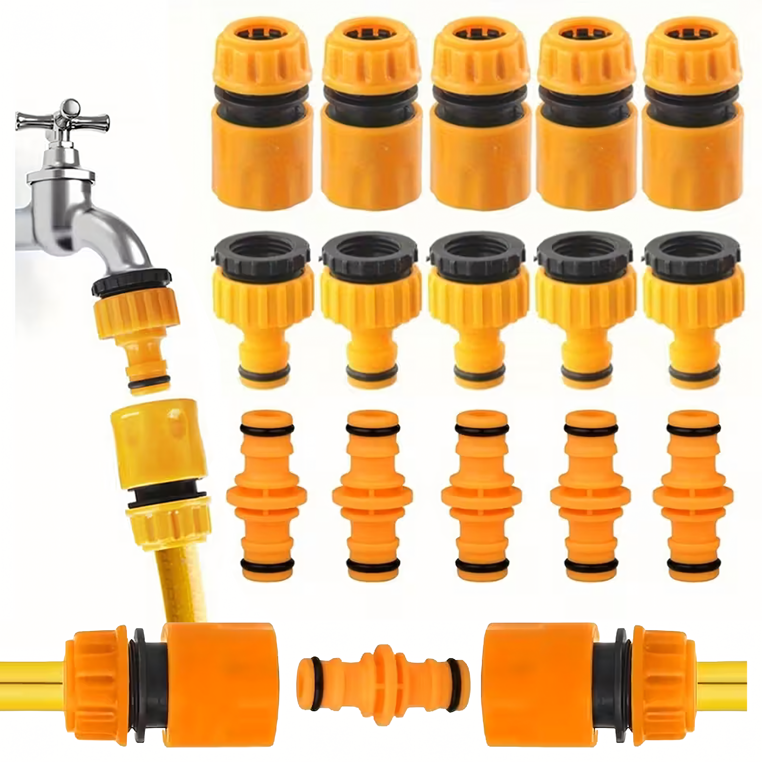 Garden Hose Connector Set 1/2 3/4"