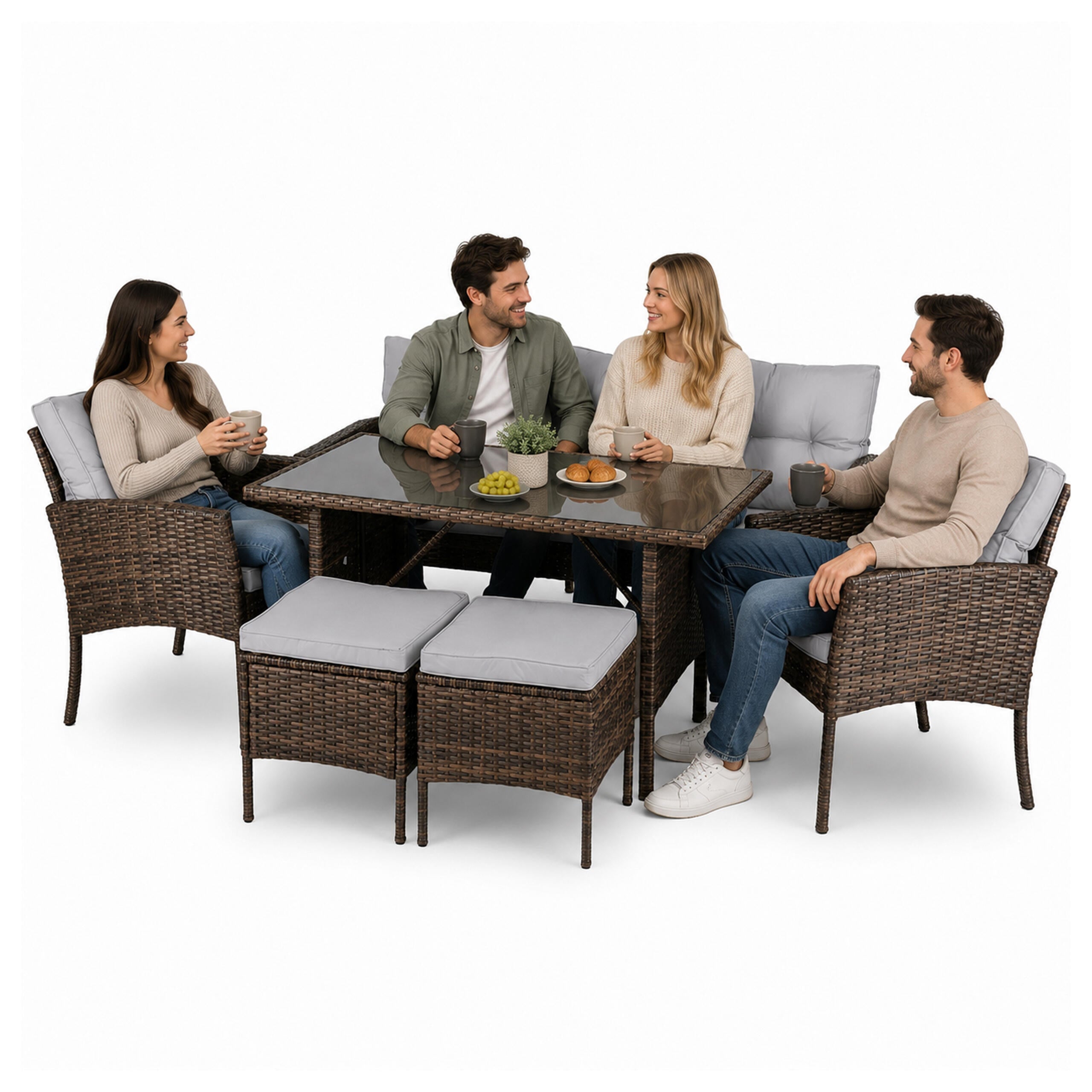 6-Piece Outdoor Rattan Furniture Set for Patio and Garden