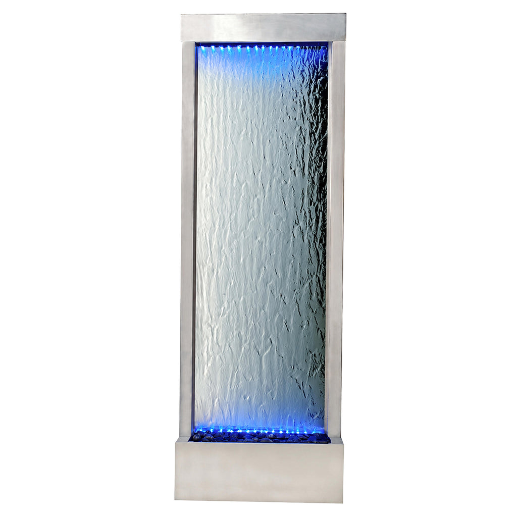 LED Illuminated Glass Garden Waterfall Wall Fountain 150x45cm