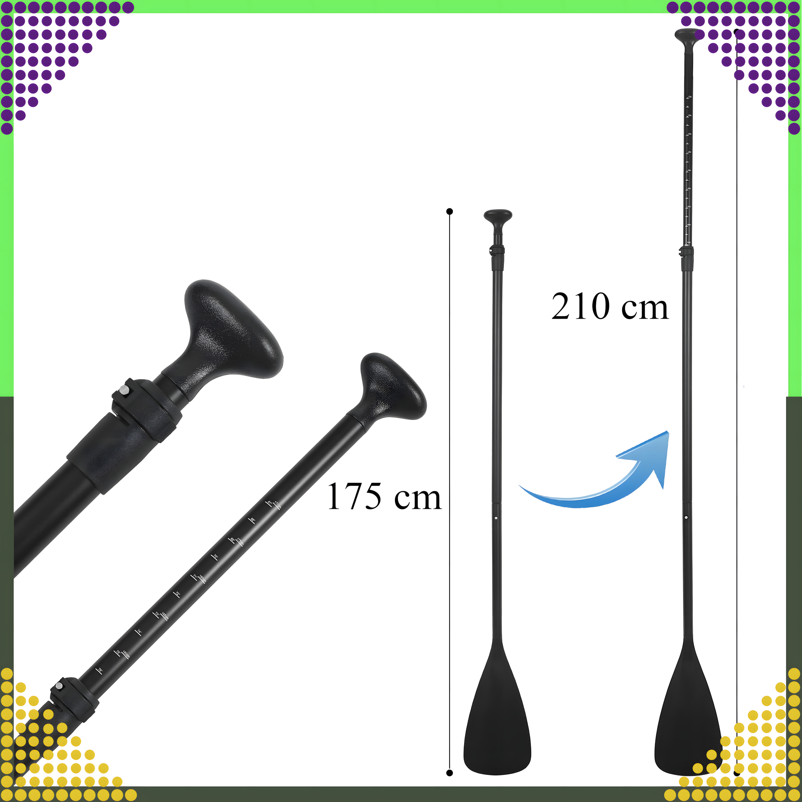 Kokkupandav süstaaer SUP-laudadele 2in1 reguleeritav 3-osaline 210 cm Pro