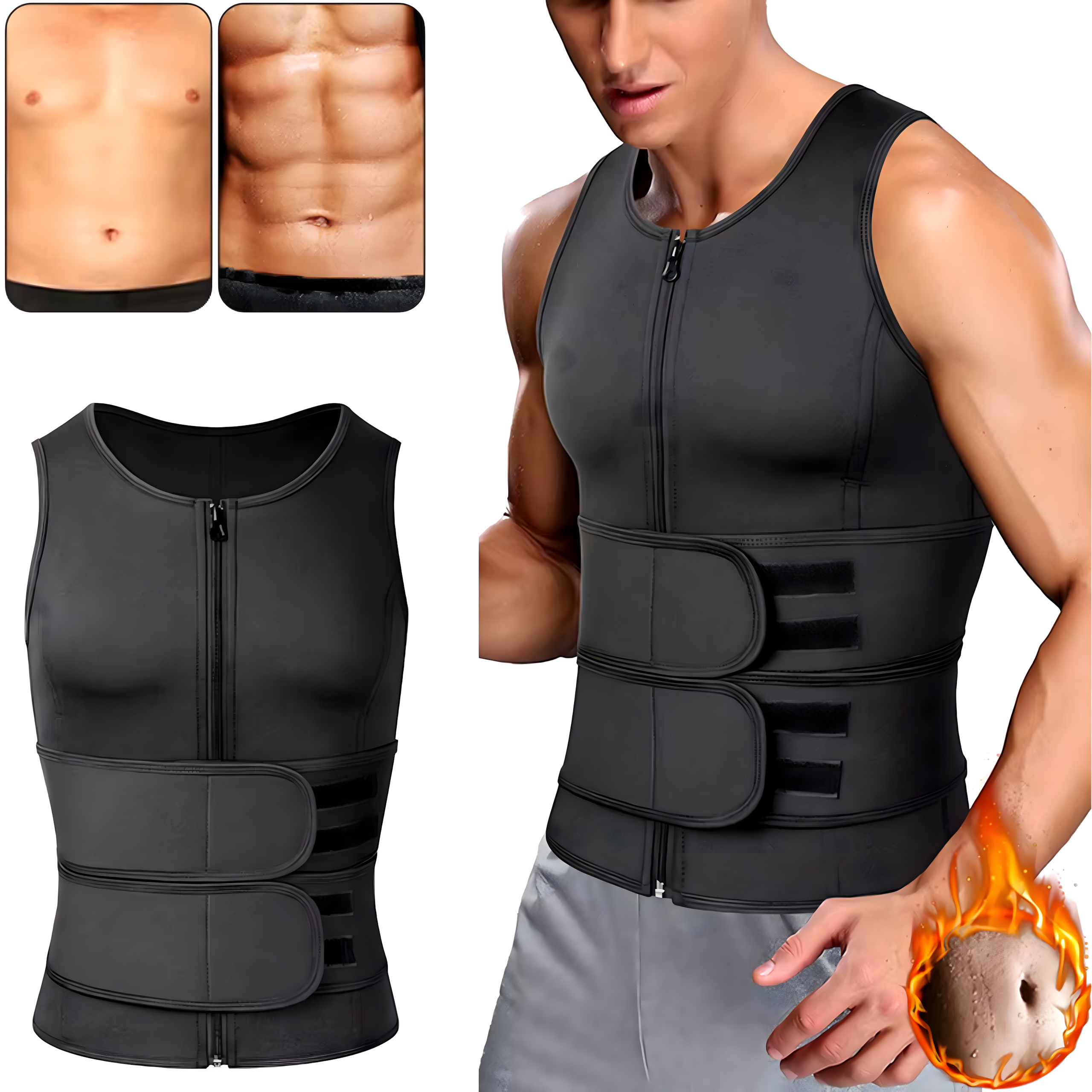 Meeste neopreenist fitness-vest saunamõjuga L