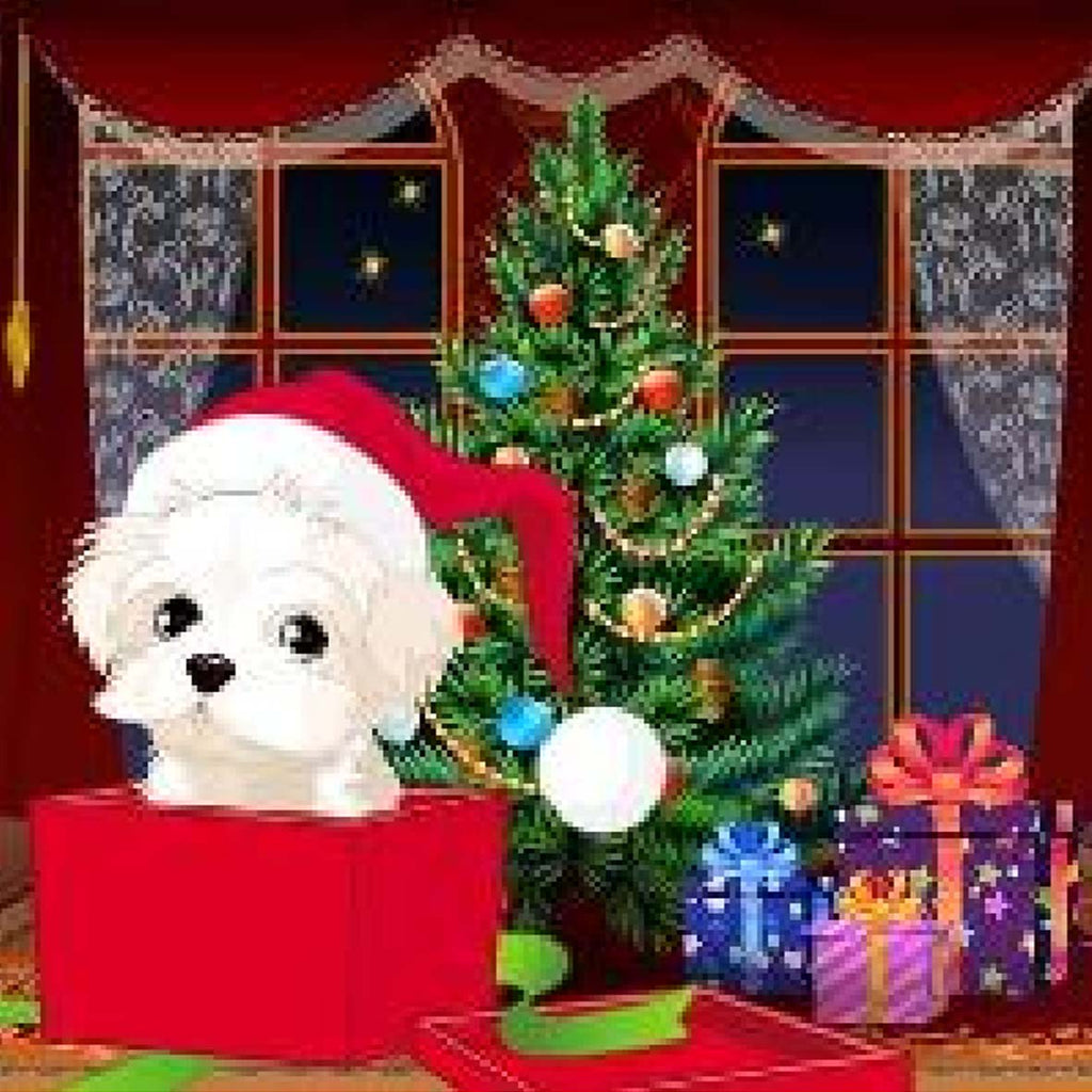 Diamond Painting 5D Mosaic Kit 37 - Holiday Puppy Pattern