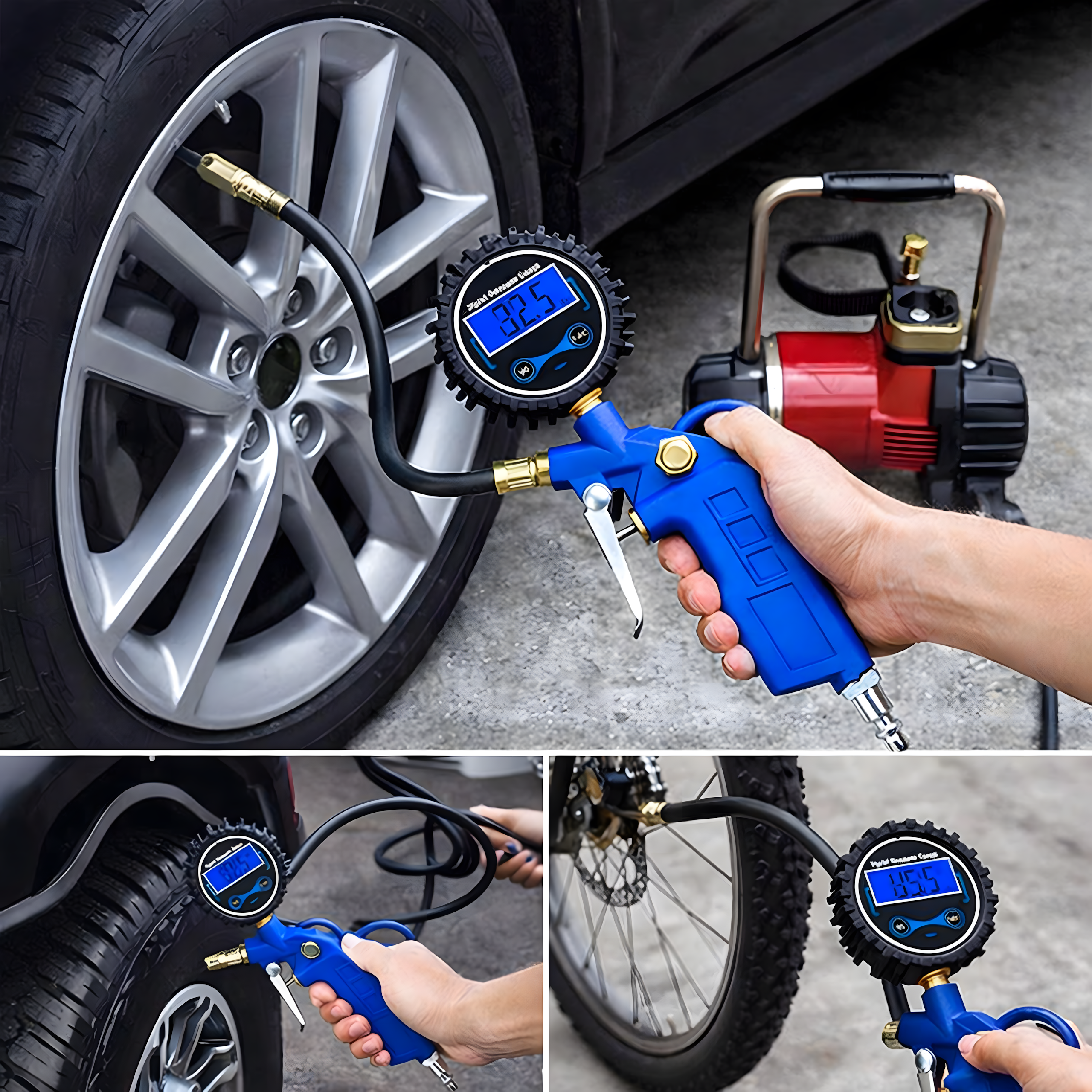 Digital Tire Inflator Gun with Electronic Pressure Gauge 14Bar