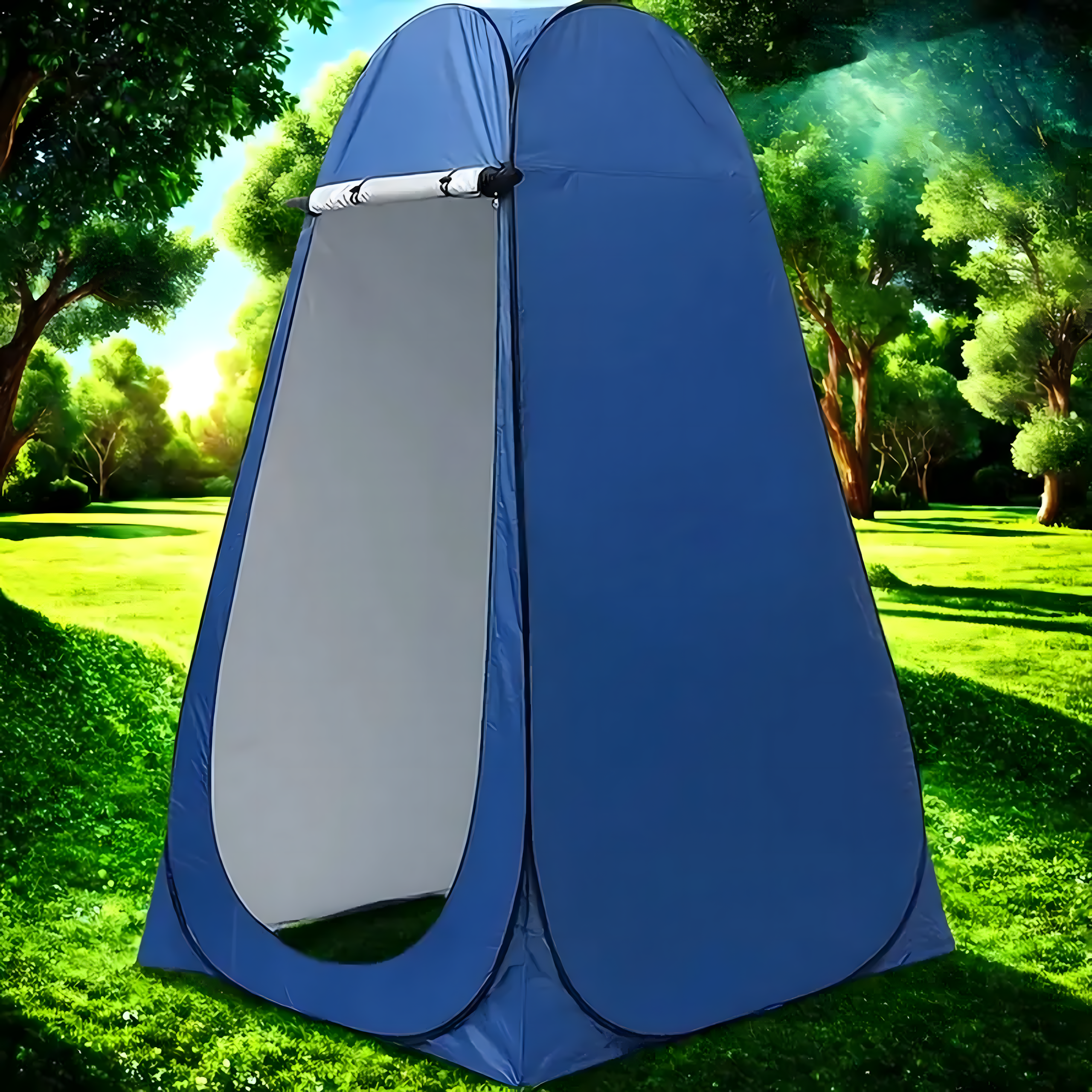 Kokkupandav rannatelk riietusruum dušš tualett turisti WC