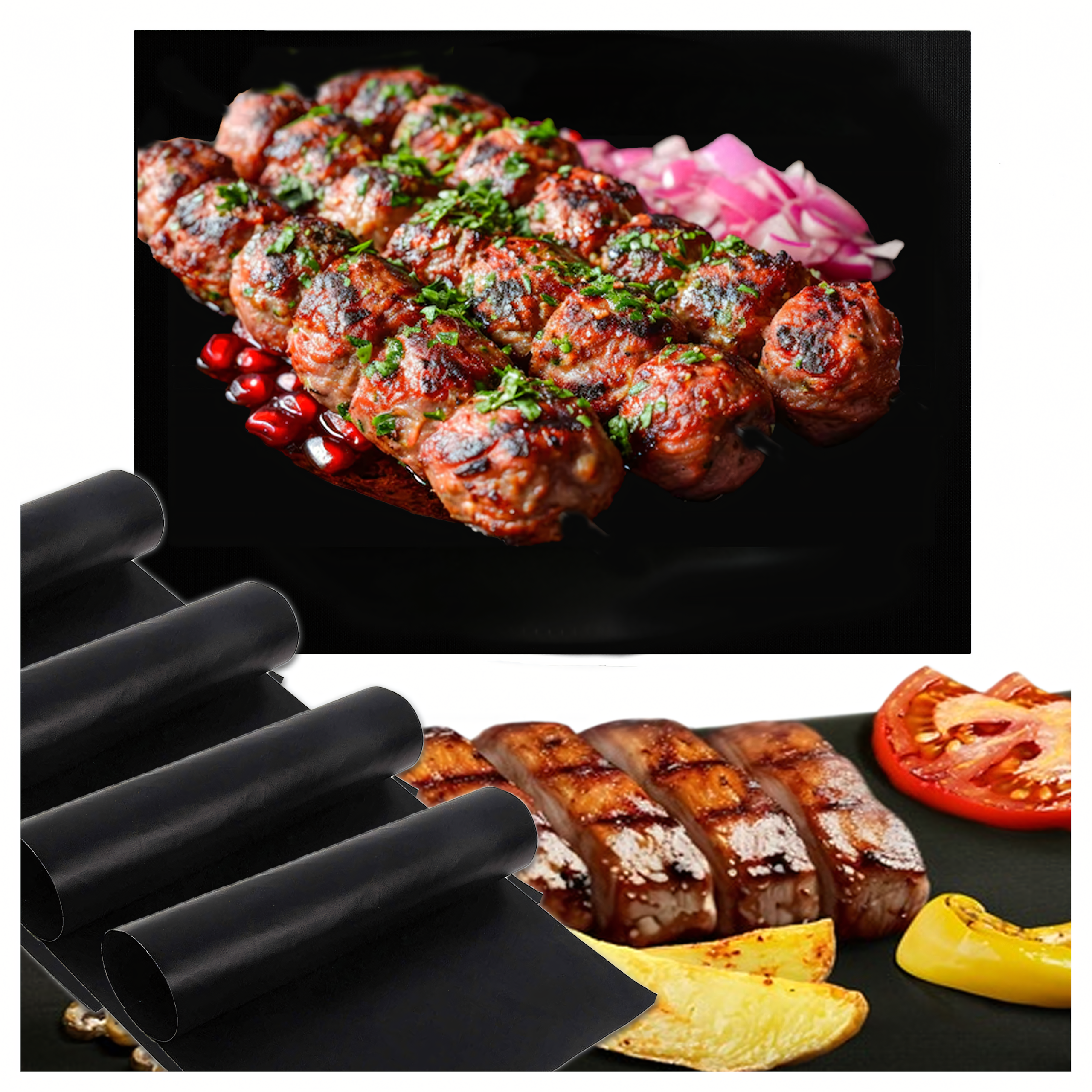 Teflon Mat BBQ Baking Tray for Oven Grill Reusable x4