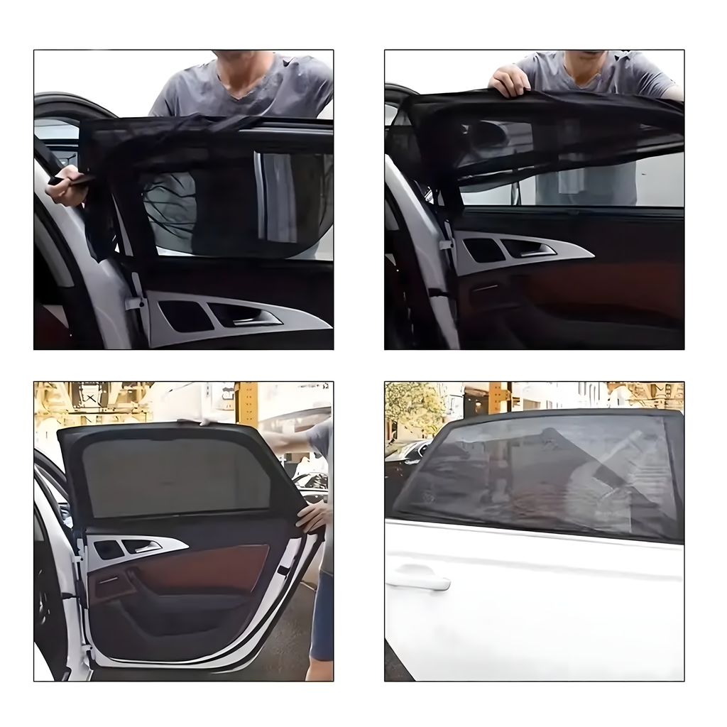 4 x Roller Blinds Sun Visor Mosquito Net for Car Window Curtains