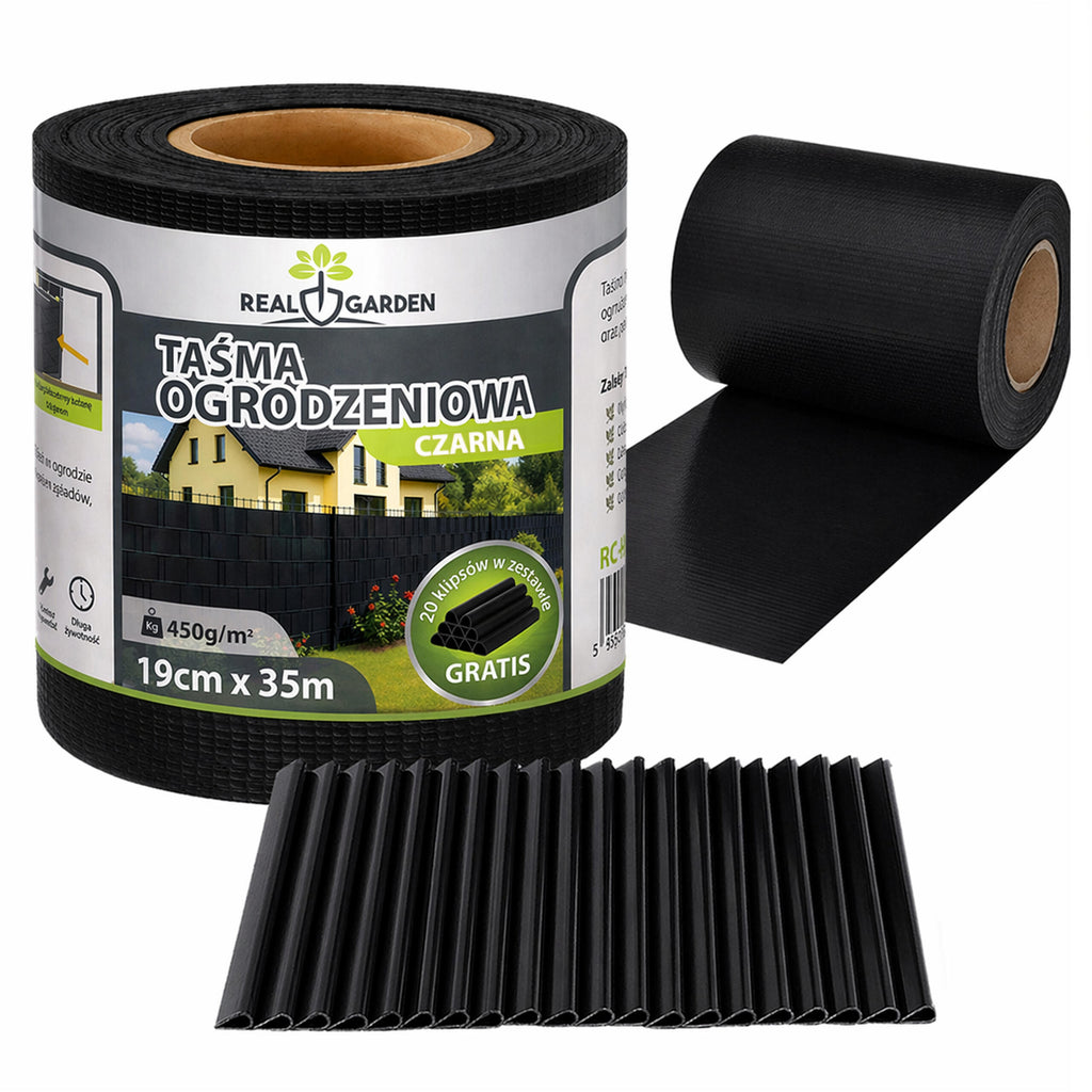 4 x Garden Fence Tape 19 cm x 35 m Black UV Protection