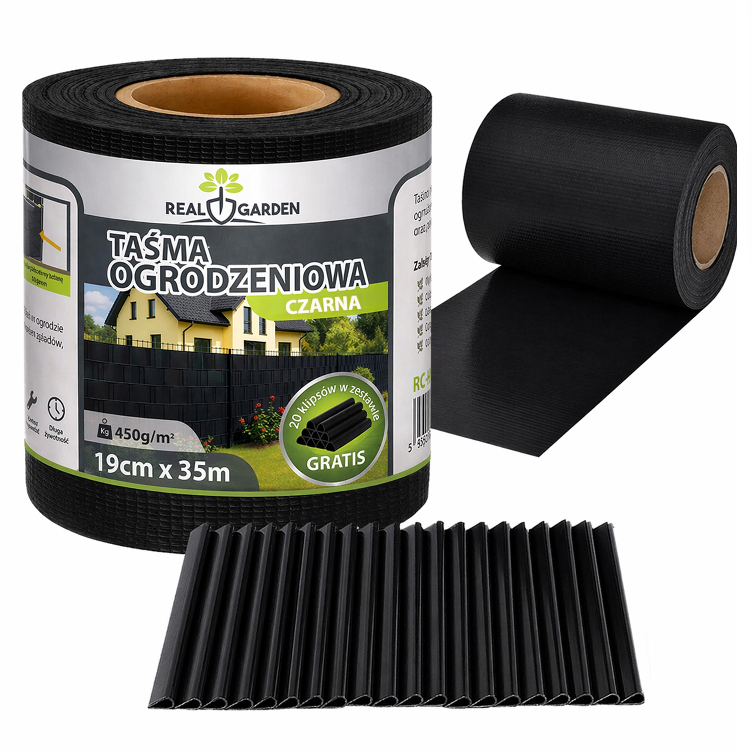 4 x Garden Fence Tape 19 cm x 35 m Black UV Protection