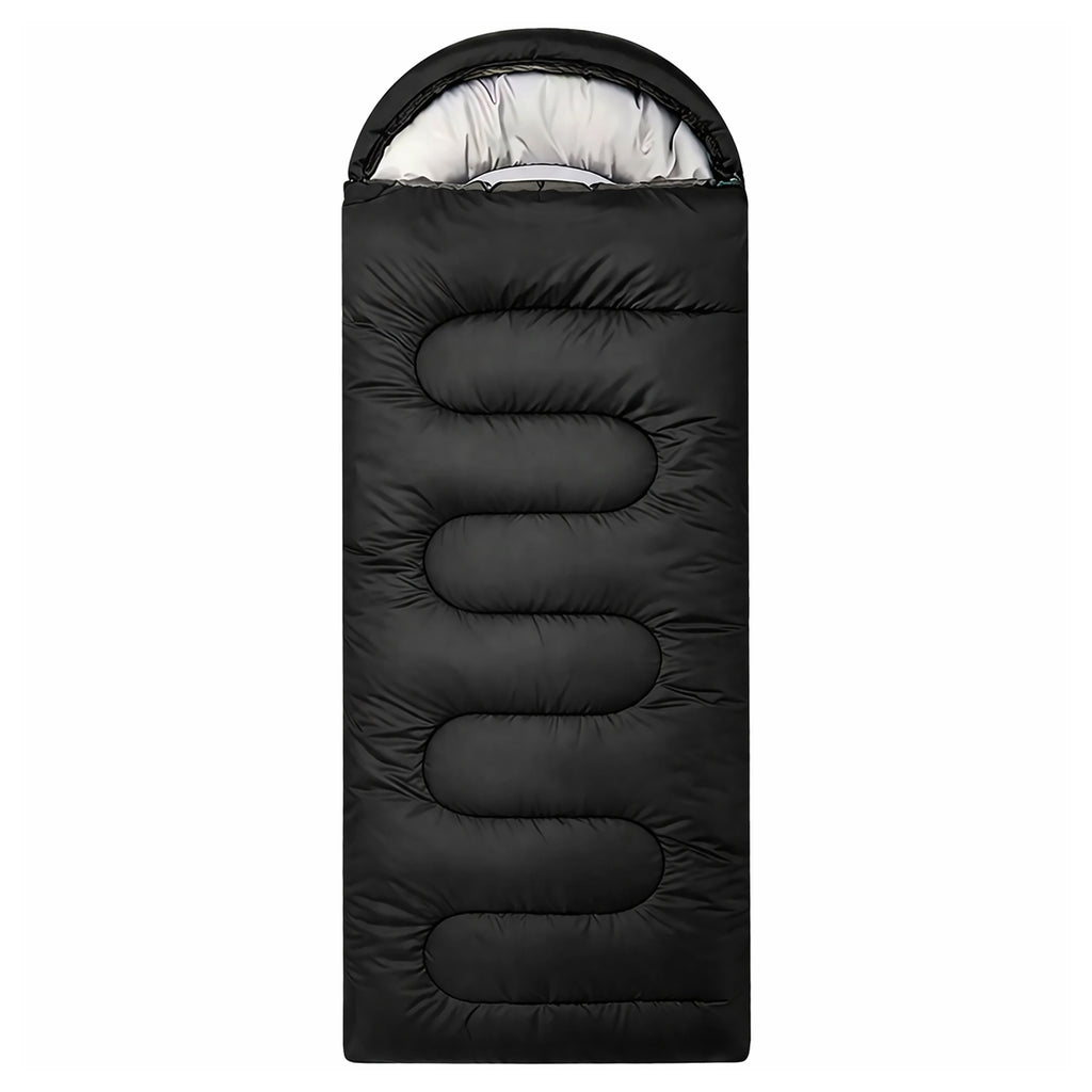 180x Mummi magamiskott 2-in-1 210×75cm soe kapuutsiga tekk Black