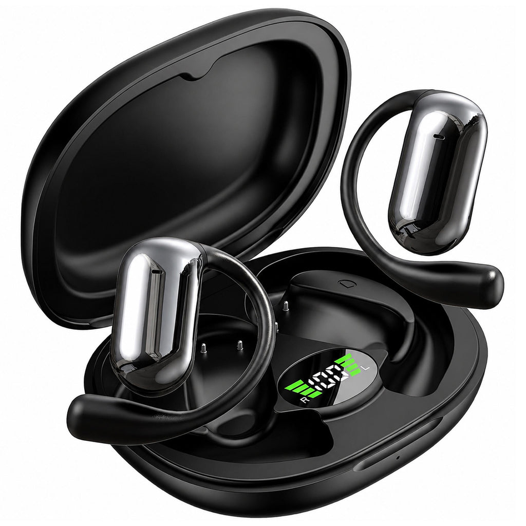 Juhtmevabad Bluetooth-sisekkõrvaklapid AI-tõlkefunktsiooniga ja akupangana toimiva karbiga, mustad RC-K-2614