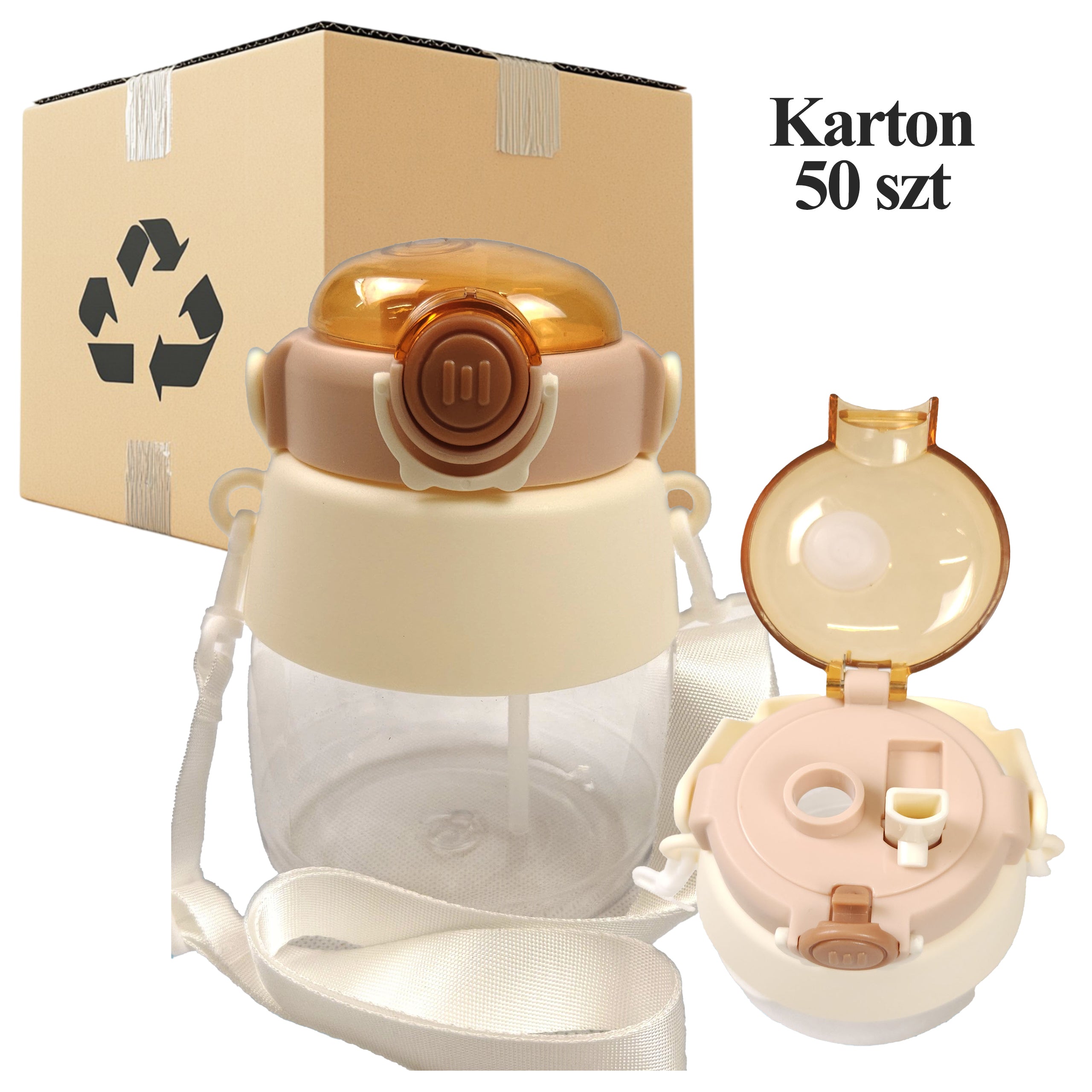 50 x Koolipudel Lasteaedadele Veepudel Kõrre ja Rihmaga Lastele 1L