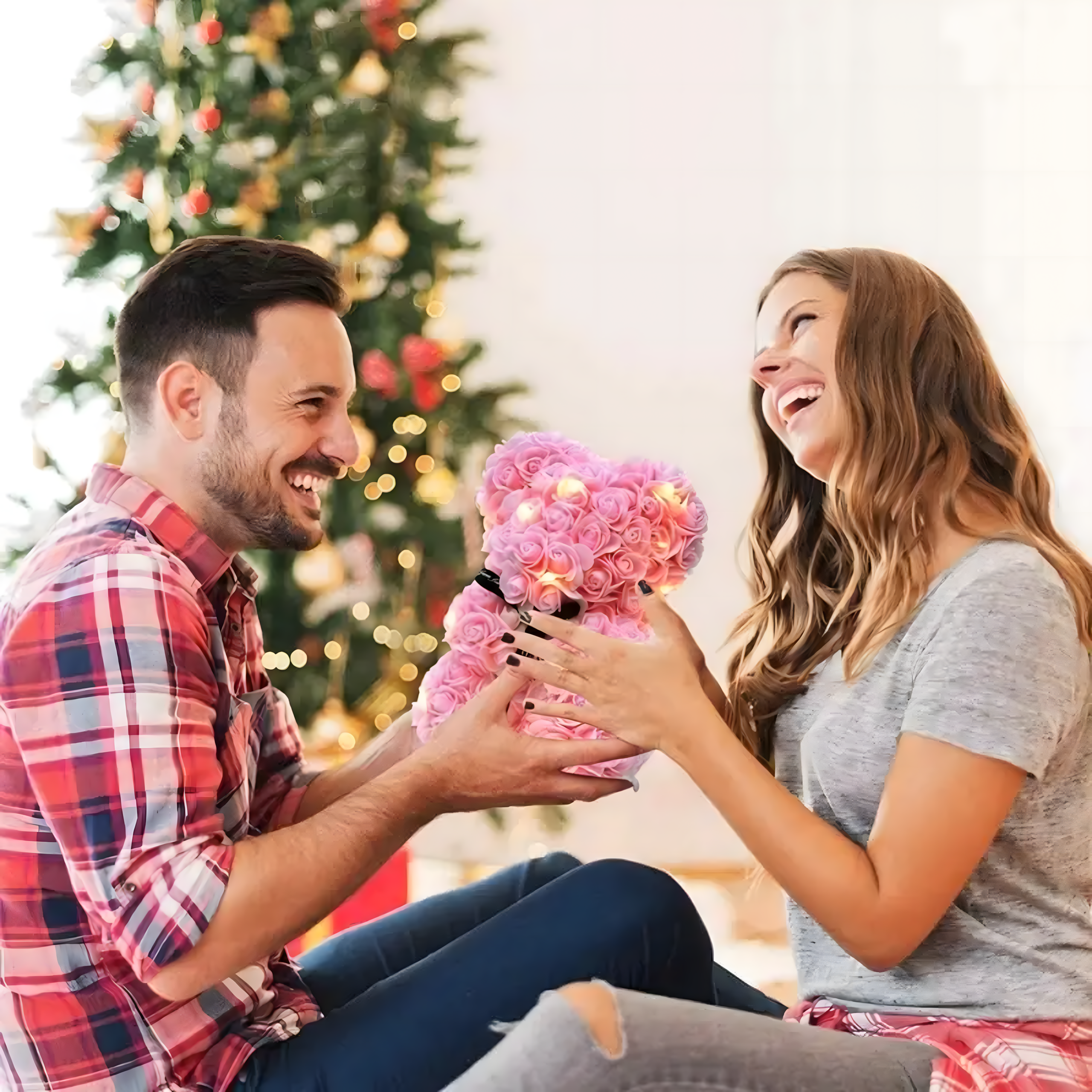 Karu LED roosidega kingitus emale, tüdrukutele, vanaemale Igavene roosikomplekt 25 cm