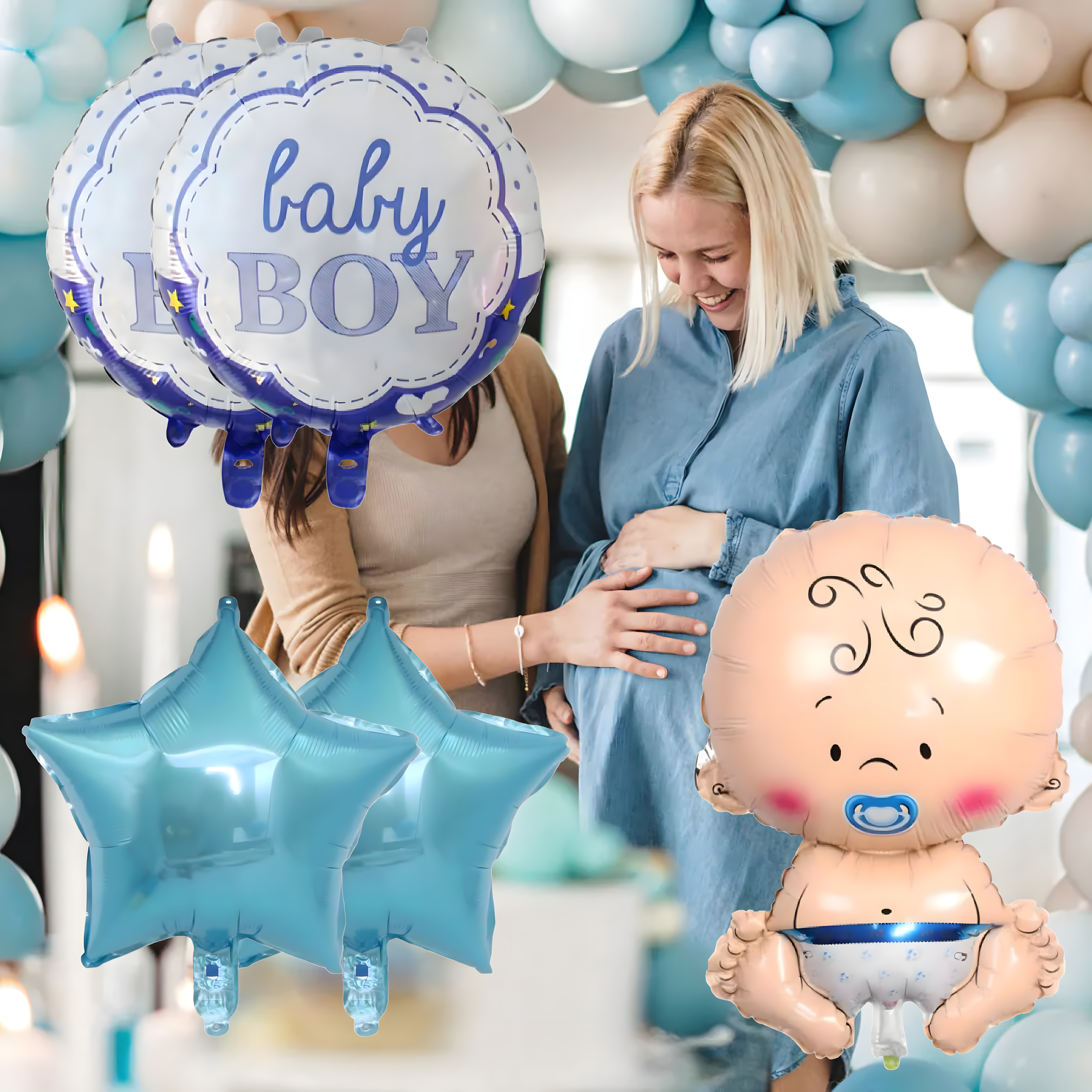 Baby Shower Balloons Baby Boy Set of 5 Stars Balloon