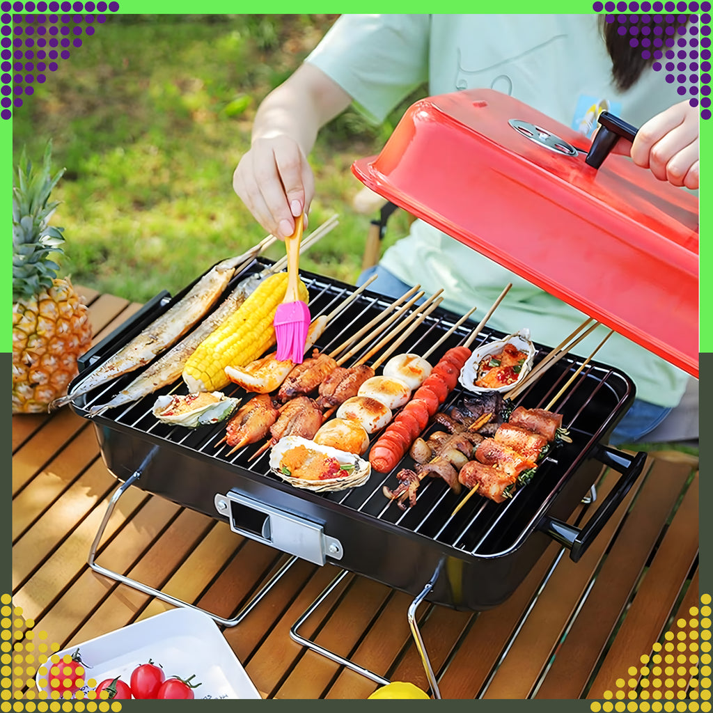 Foldable Tourist Garden Camping Grill Portable with Solid Lid