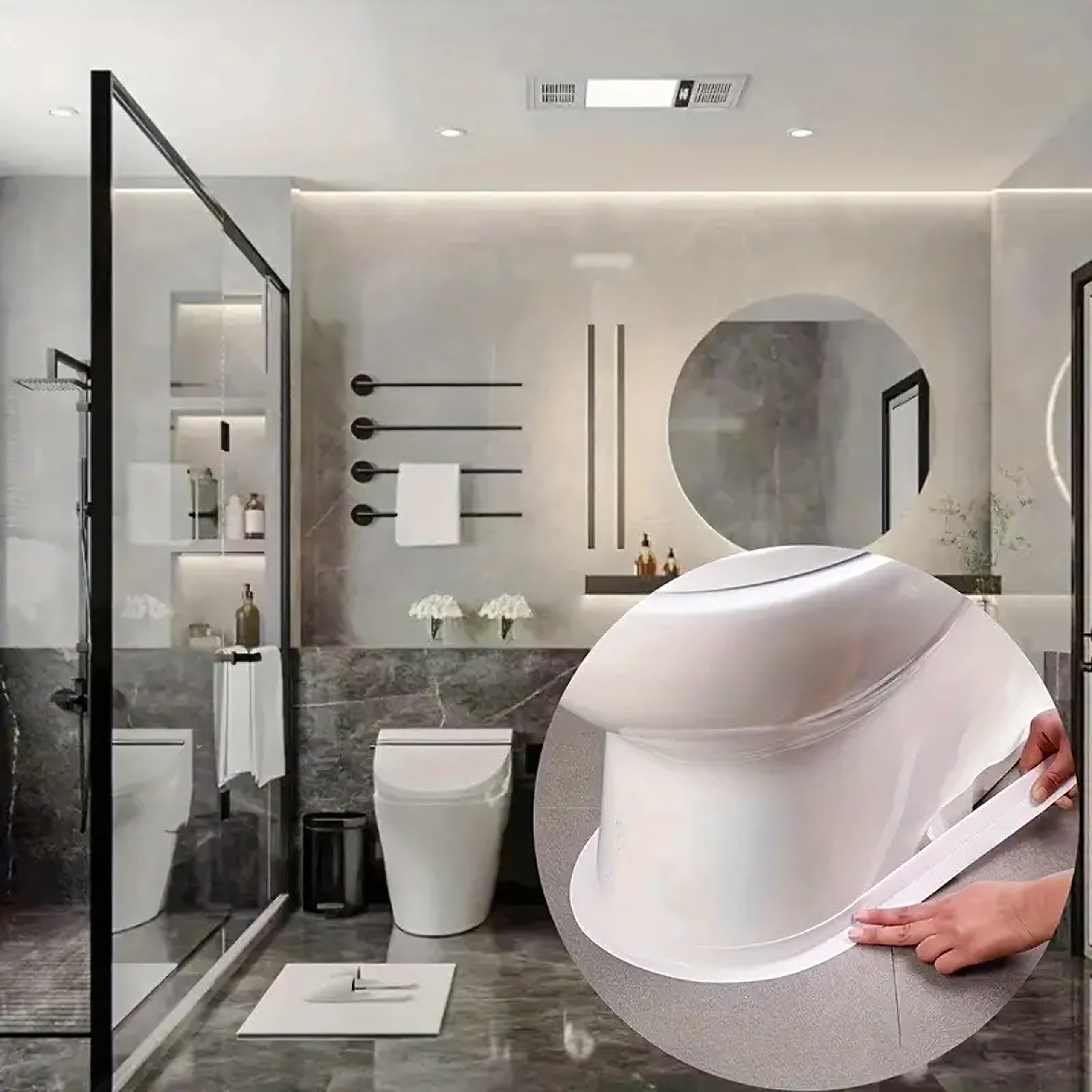 Veekindel tihendusteip köögi, vannitubade ja vannide jaoks 3.8 cm x 5 m