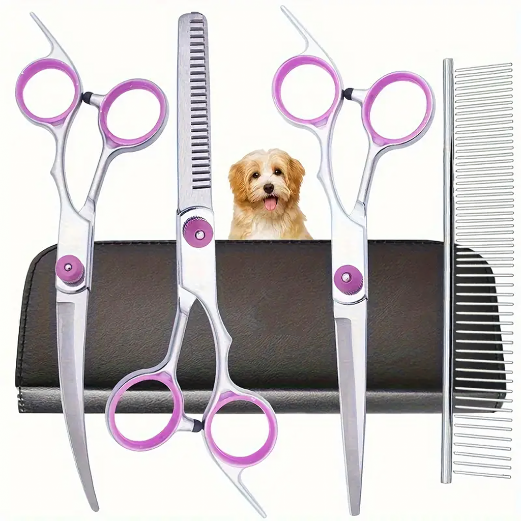 Professionaalsed loomade, koerte ja kasside lõikuskäärid, 4 tk komplekt, karbis