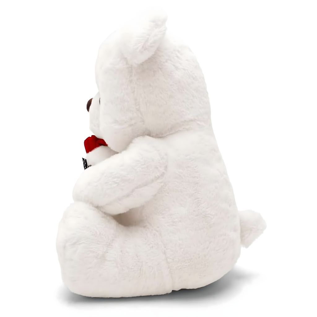 40x Valge kaisukaru tüdrukule 32 cm punase roosi ja lipsuga