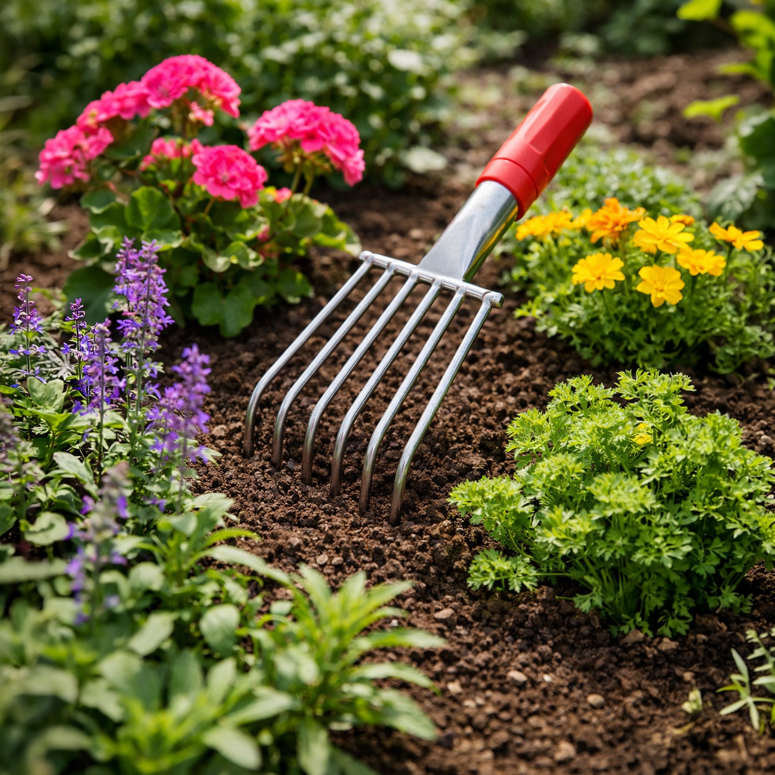 Metal Garden Rake with 6 Tines 32 cm